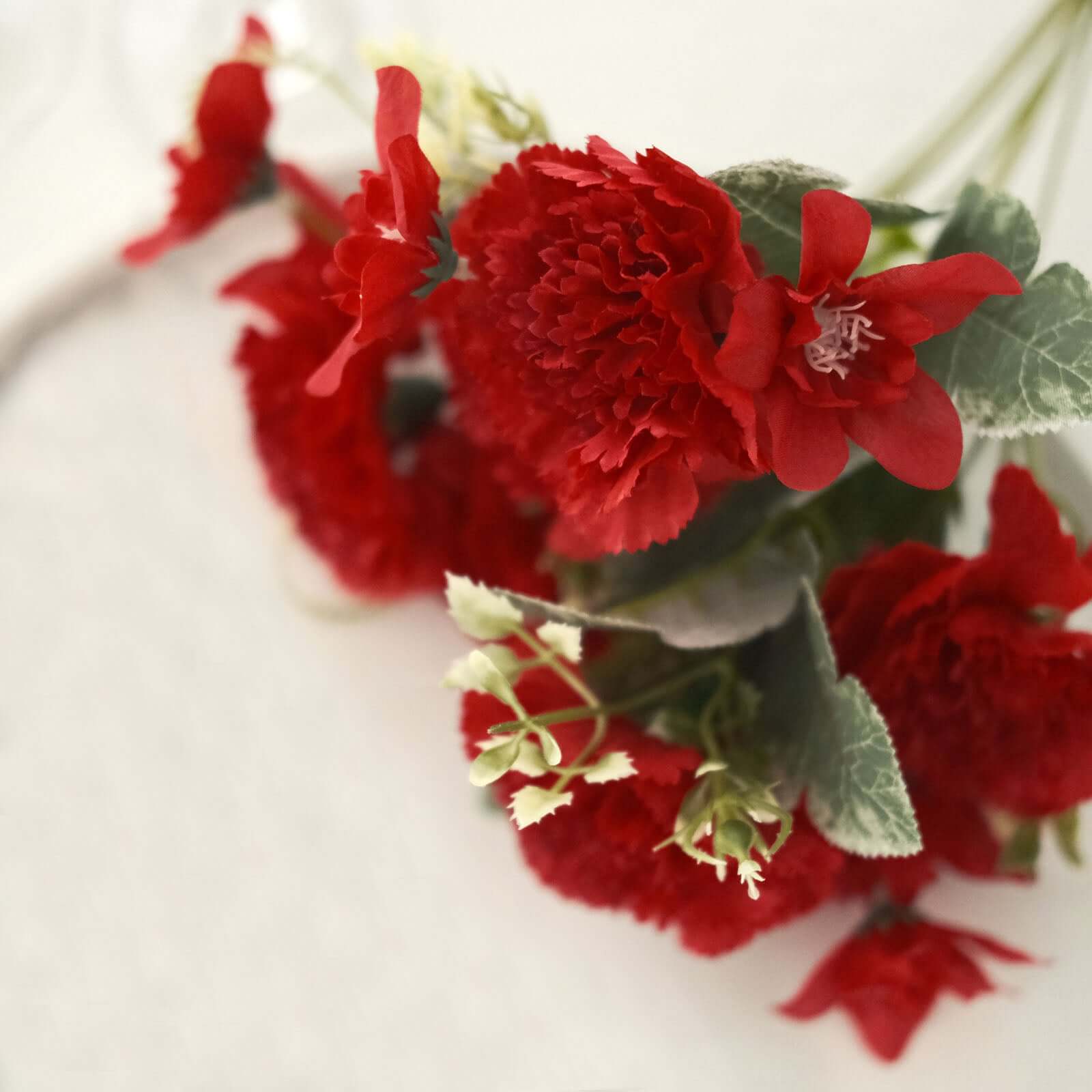 Hot Sale! 3-Pack Set of 14-Inch Red Artificial Silk Carnation Flower Bouquets