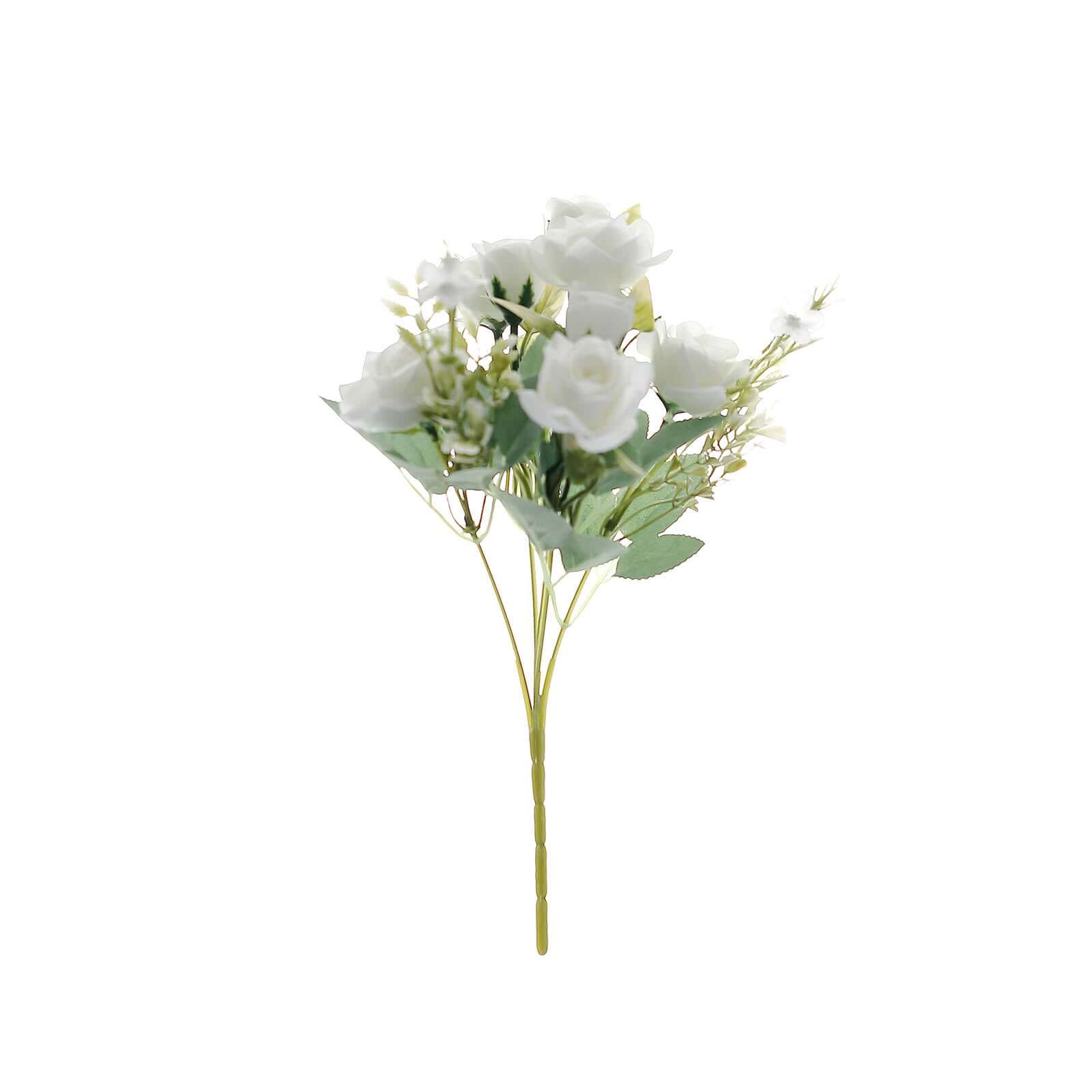 12-Inch Ivory Artificial Silk Rose Flower Bouquet with 4 Bushes, Ideal for Bridal Use