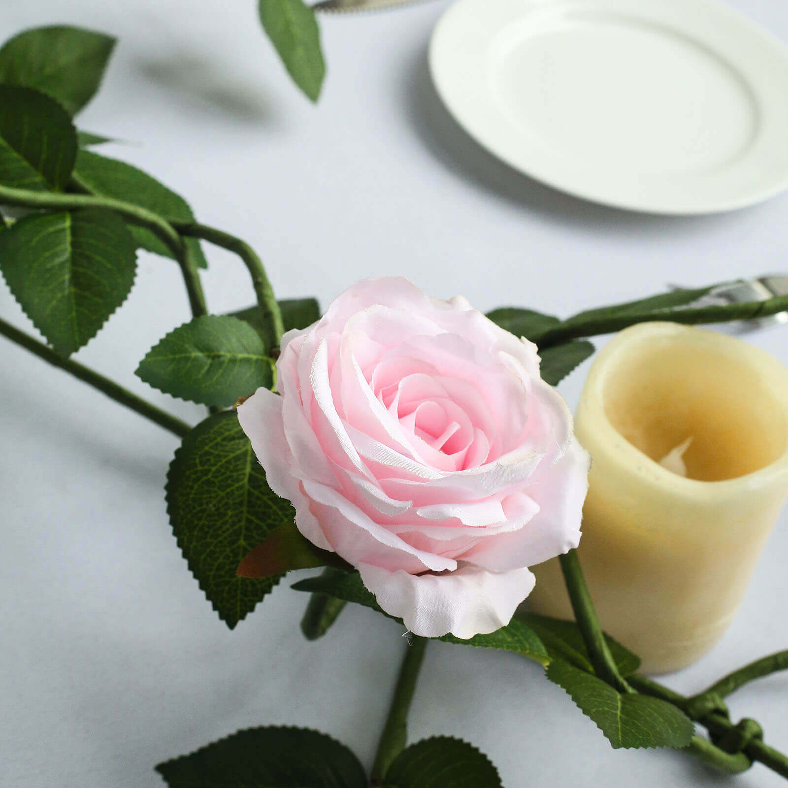 6ft Blush Realistic Silk Rose & Leaf Garland - Ideal for Decor