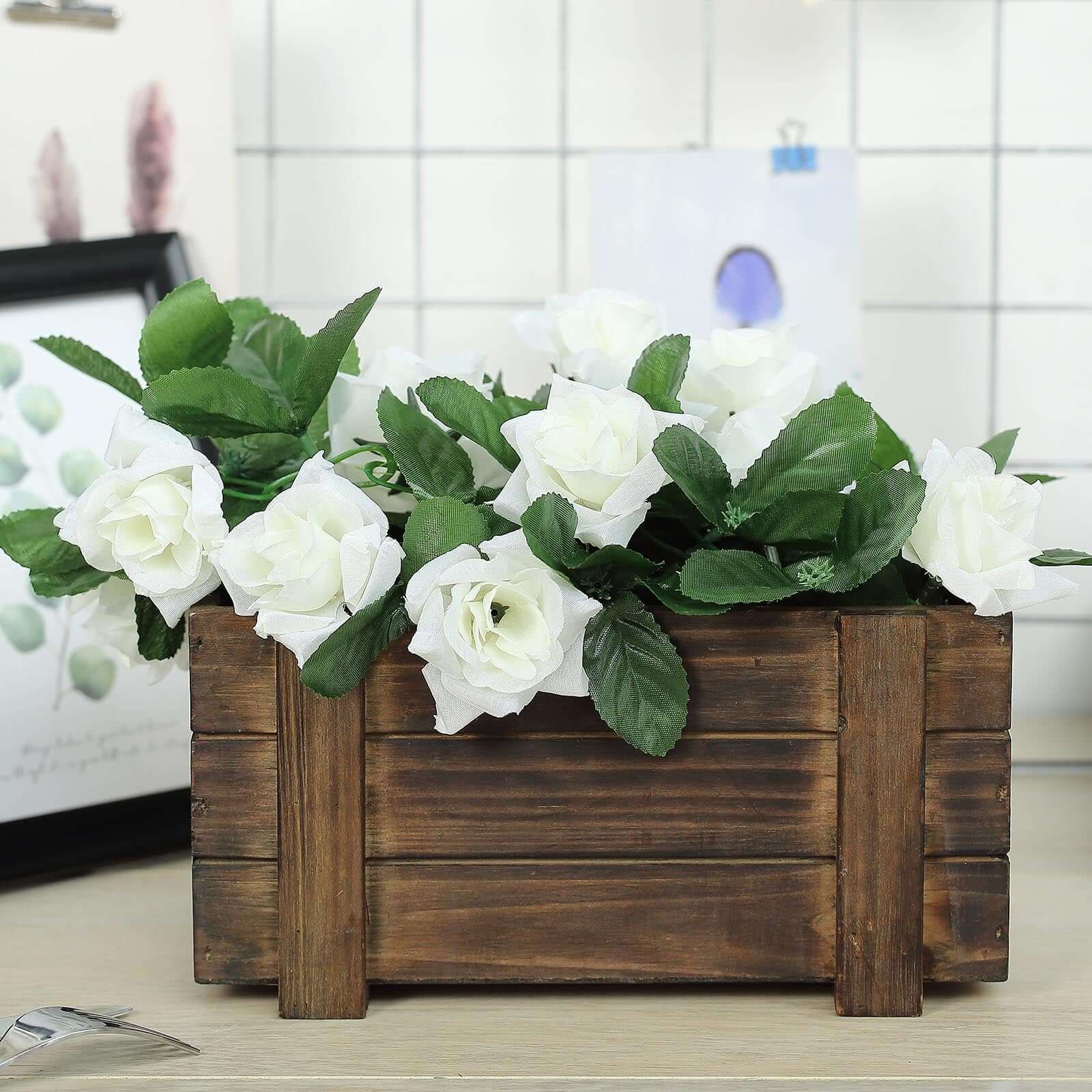 Hot Deal! 2-Pack Smoked Brown Rustic Wood Planter Boxes - Ideal Natural Decor for Weddings, 10x5