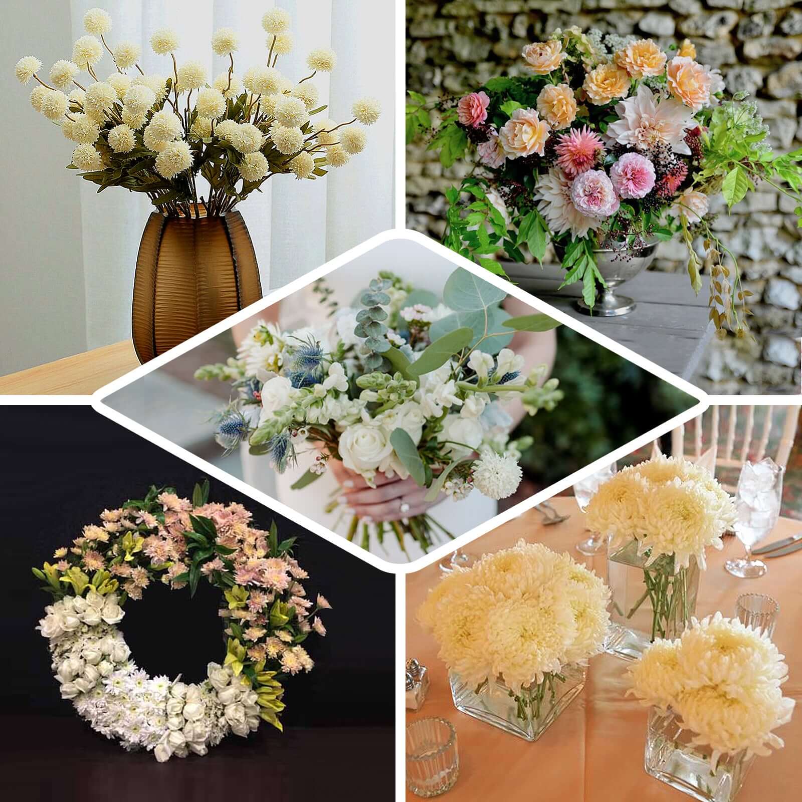 Special Offer! 2 Burgundy Artificial Chrysanthemum Mum Flower Bushes (33 in Total)
