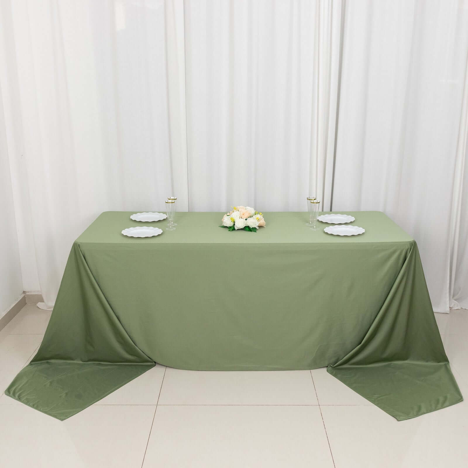 Exclusive Premium Scuba Rectangle Tablecloth in Dusty Sage Green - Wrinkle-Free, Stain-Resistant & Seamless