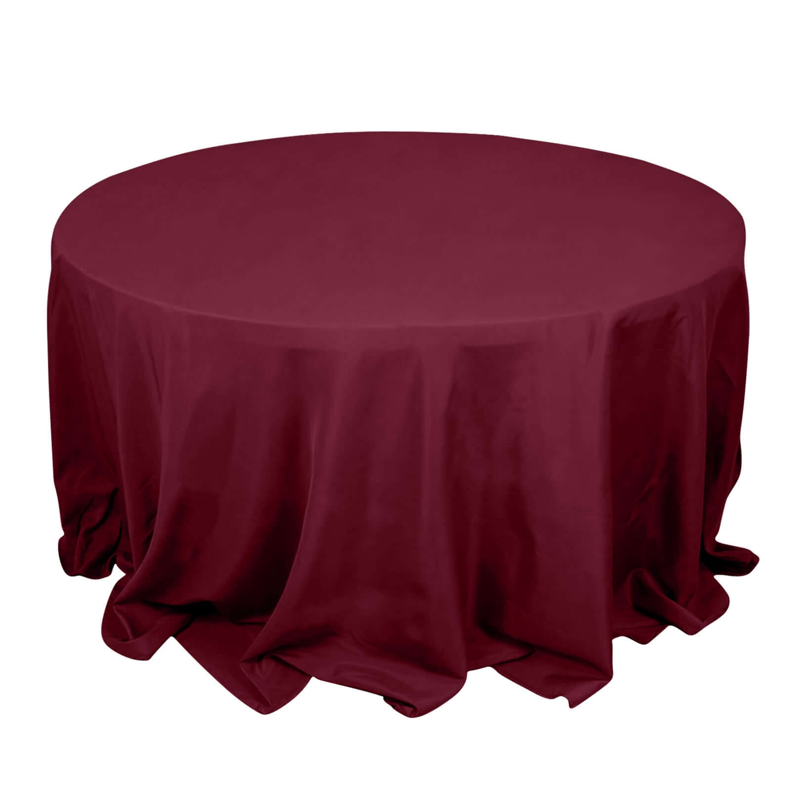 Hot Sale! 132-Inch Seamless Burgundy Premium Polyester Round Tablecloth, 220GSM Wrinkle-Resistant