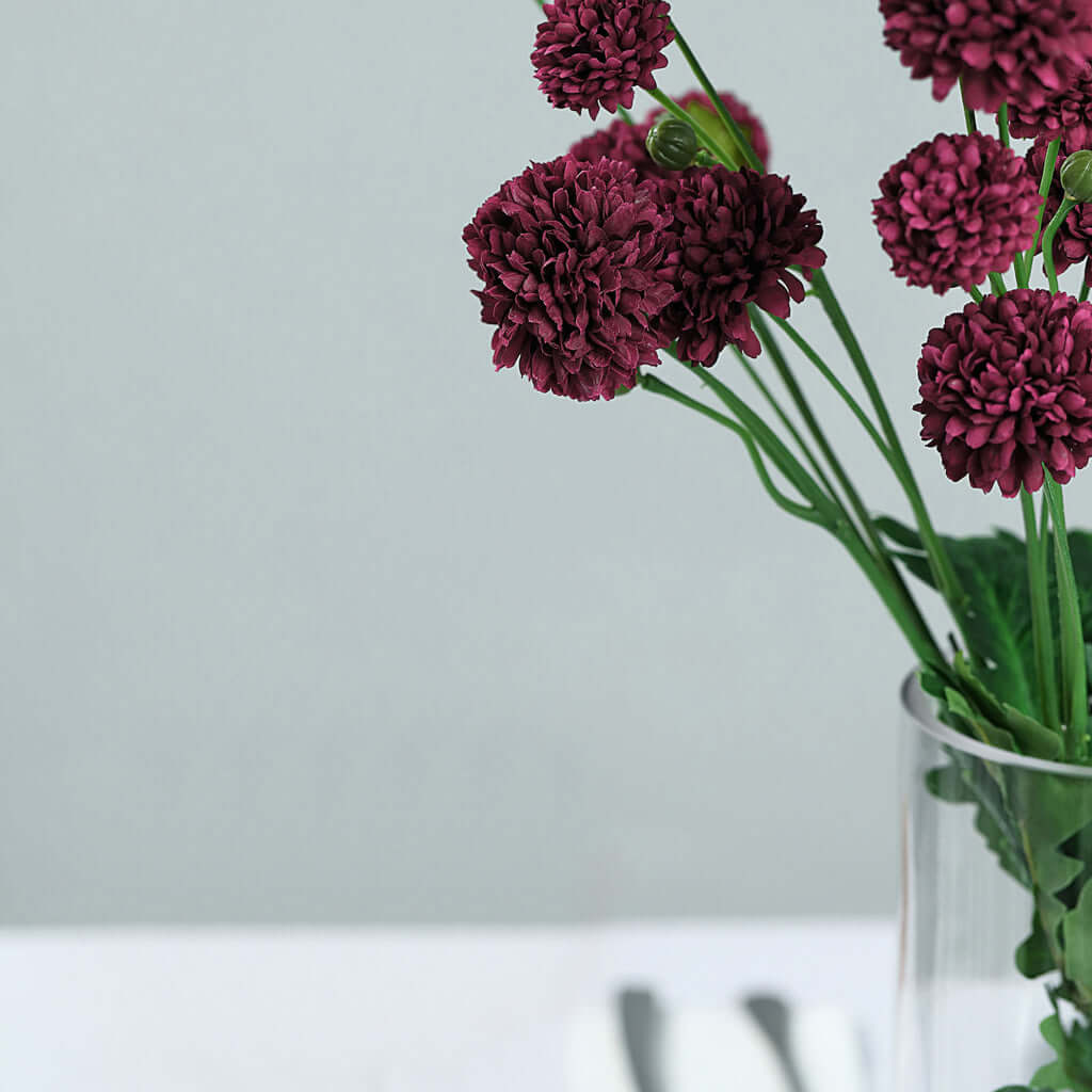 Special Offer! 2 Burgundy Artificial Chrysanthemum Mum Flower Bushes (33 in Total)