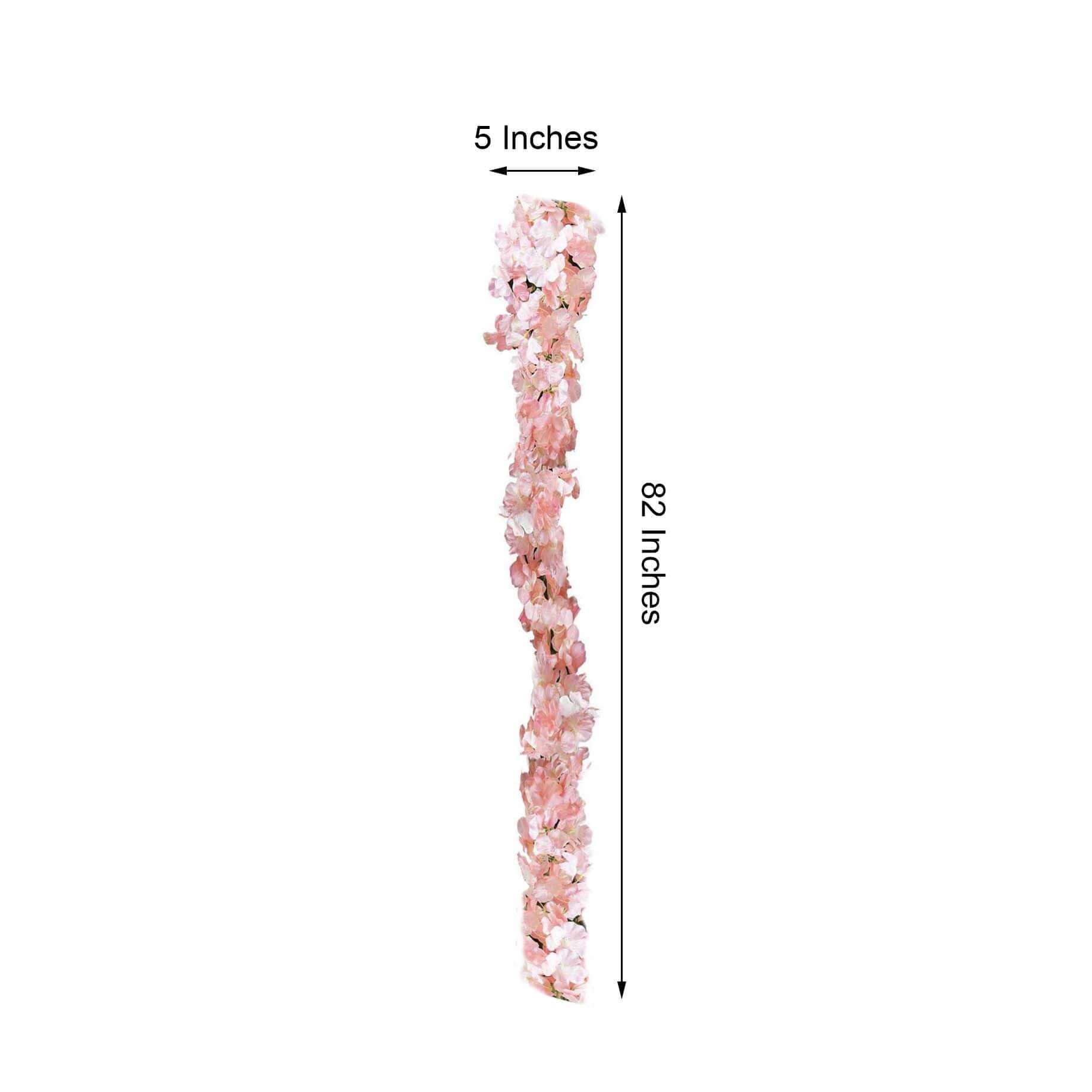 7ft Blush Silk Hydrangea Hanging Garland - Perfect Decor!