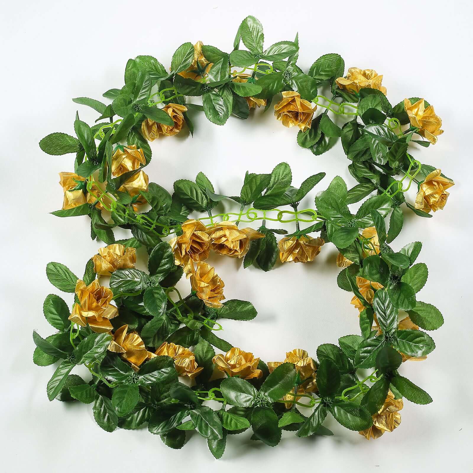 6ft UV Protected Gold Artificial Silk Rose Garland - Perfect for Decorations!