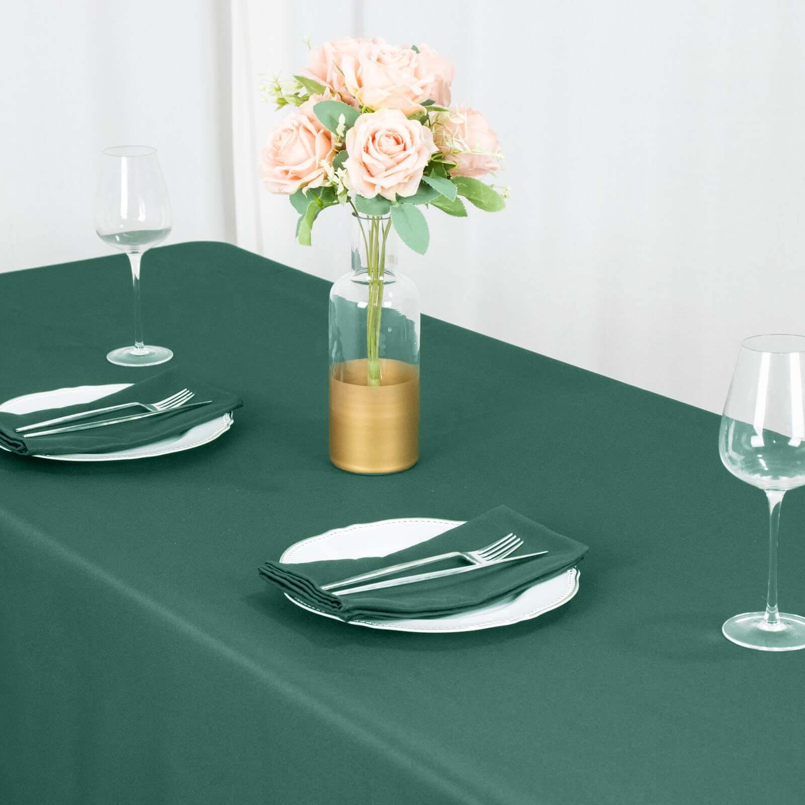 Wrinkle-Resistant & Durable 54x54 Polyester Square Tablecloth in Hunter Emerald Green