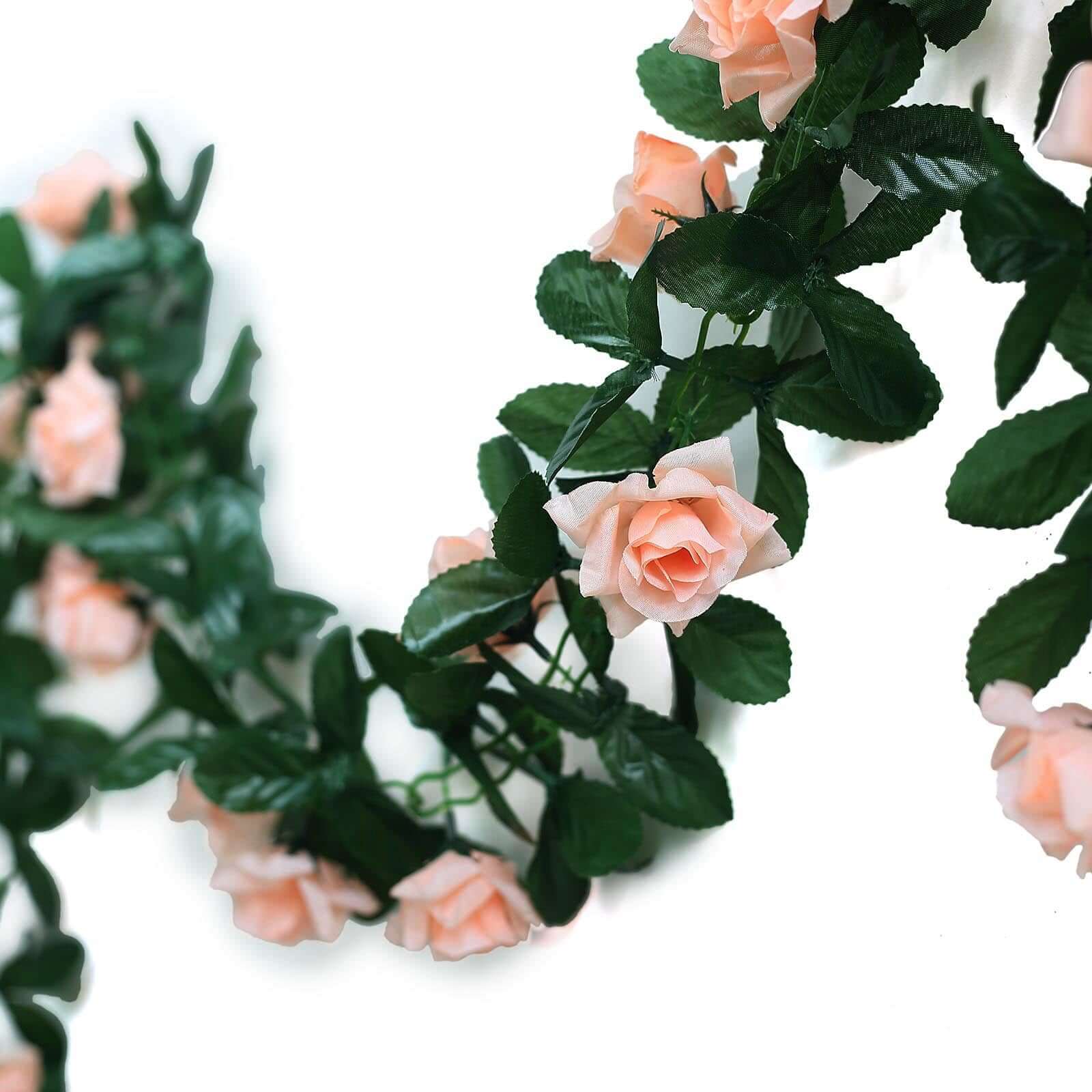 Promotional 6-Foot UV-Protected Artificial Silk Peach Rose Garland for Decorations