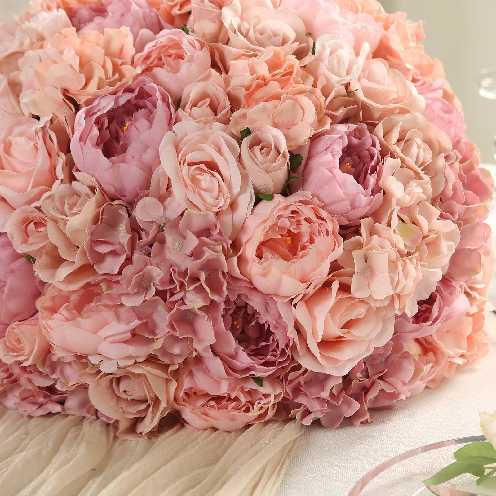 Large Blush Artificial Silk Rose Bouquet - Perfect for Weddings and Table Decor! 20-Piece Set