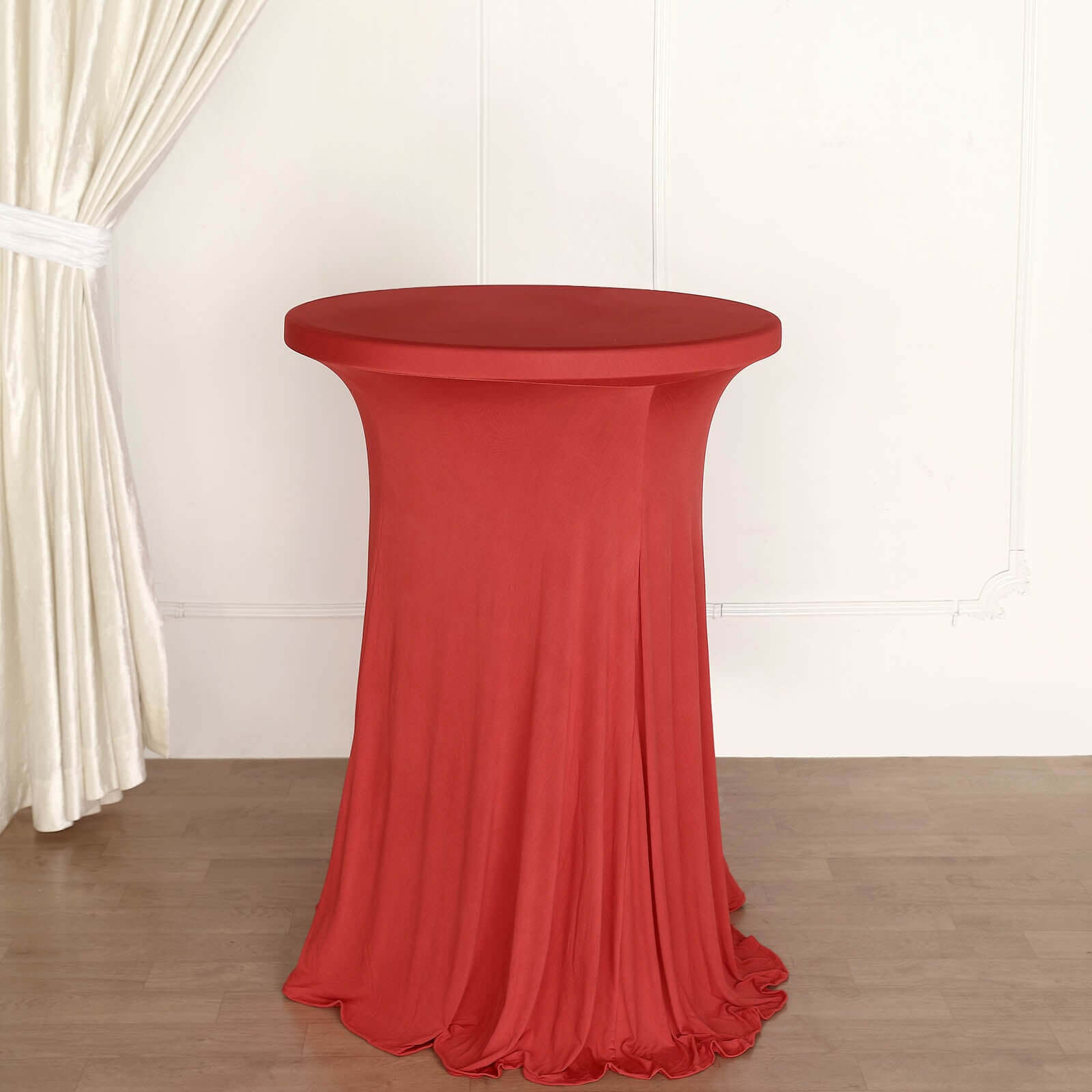 Hot Deal! Red Heavy Duty Spandex Wavy Cocktail Table Cover