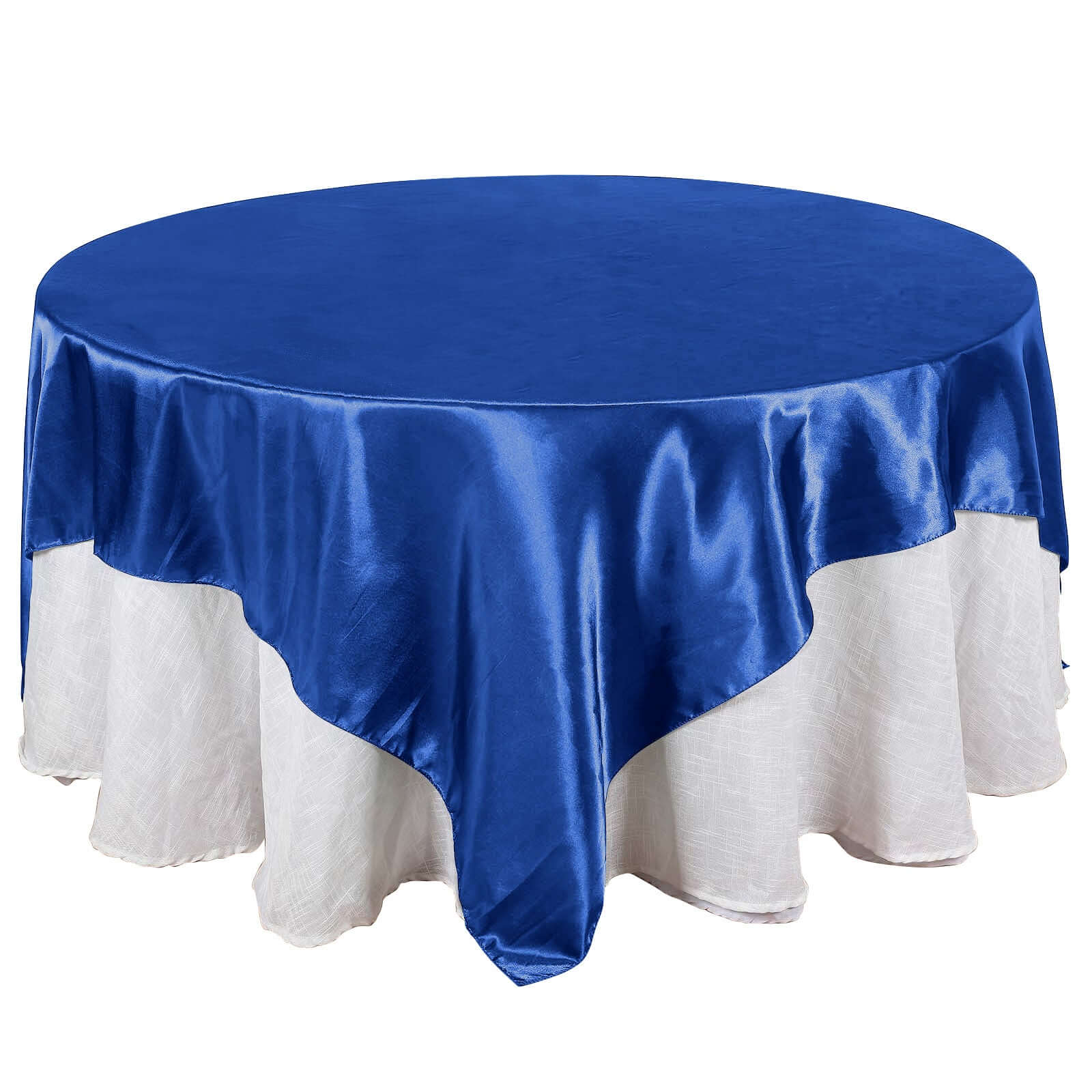 Royal Blue Satin 90x90 Square Table Overlay - Smooth Finish Table Topper