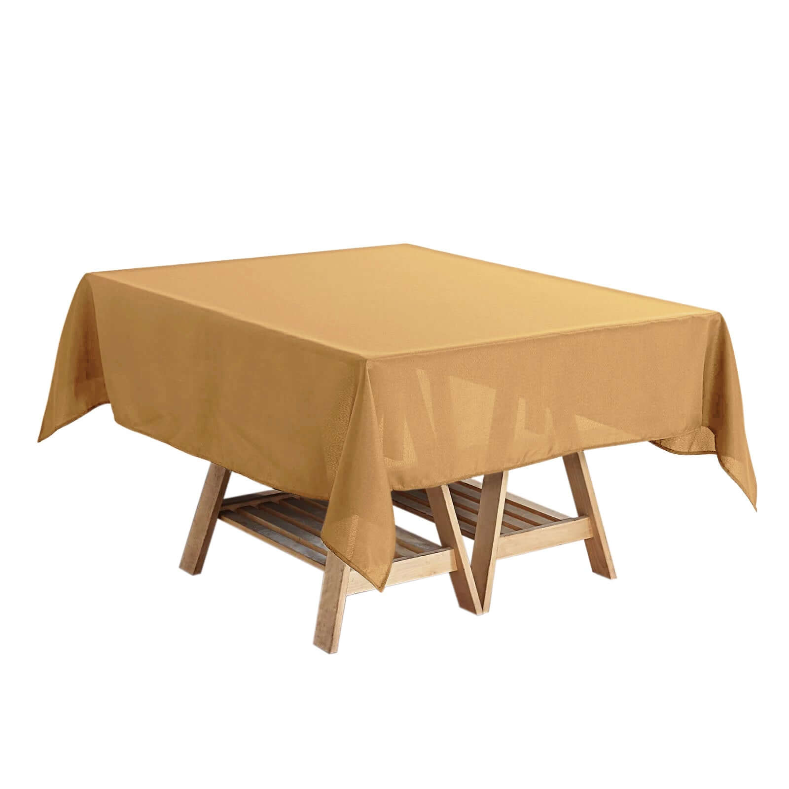 Wrinkle-Resistant & Durable Gold Polyester 54x54 Square Tablecloth for Events