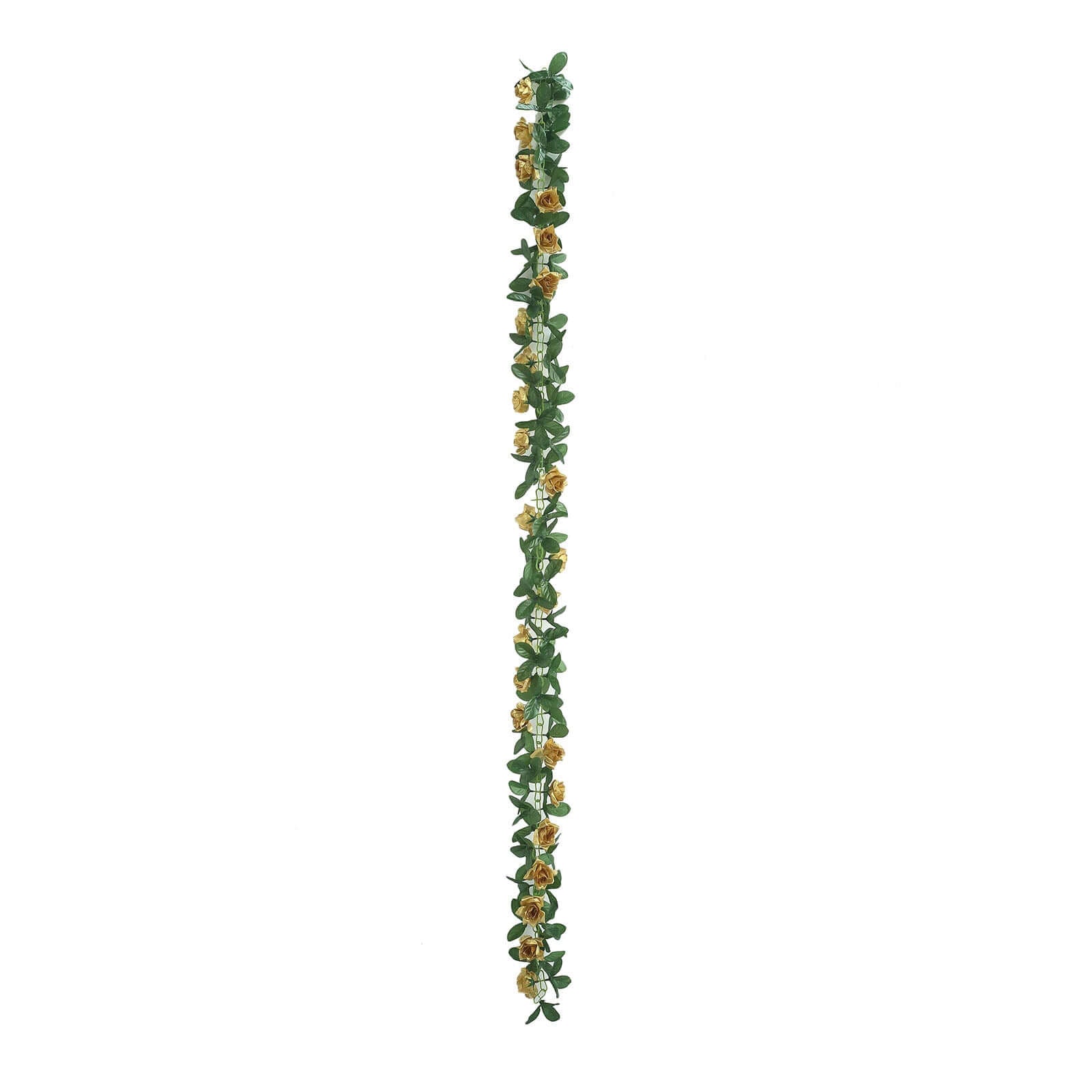 6ft UV Protected Gold Artificial Silk Rose Garland - Perfect for Decorations!