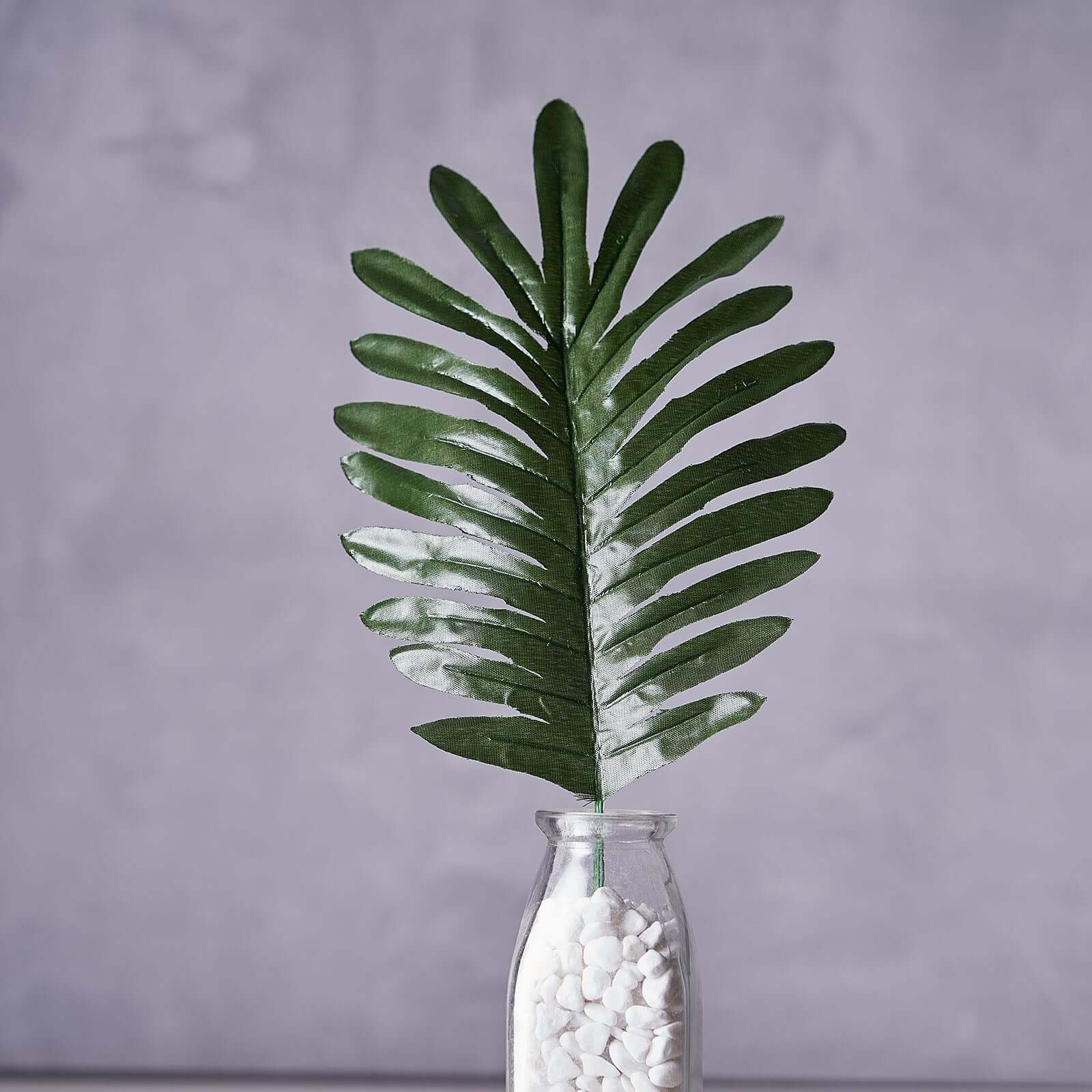 5 Stems Green Artificial Silk Tropical Palm Leaf Plants - Ideal Decor