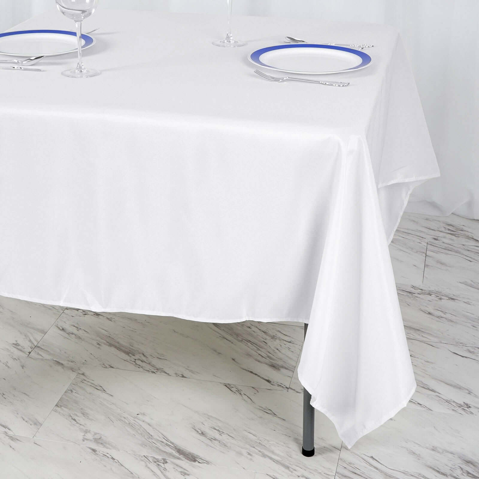 Wrinkle-Resistant & Durable White Polyester 70x70 Square Table Overlay for Events