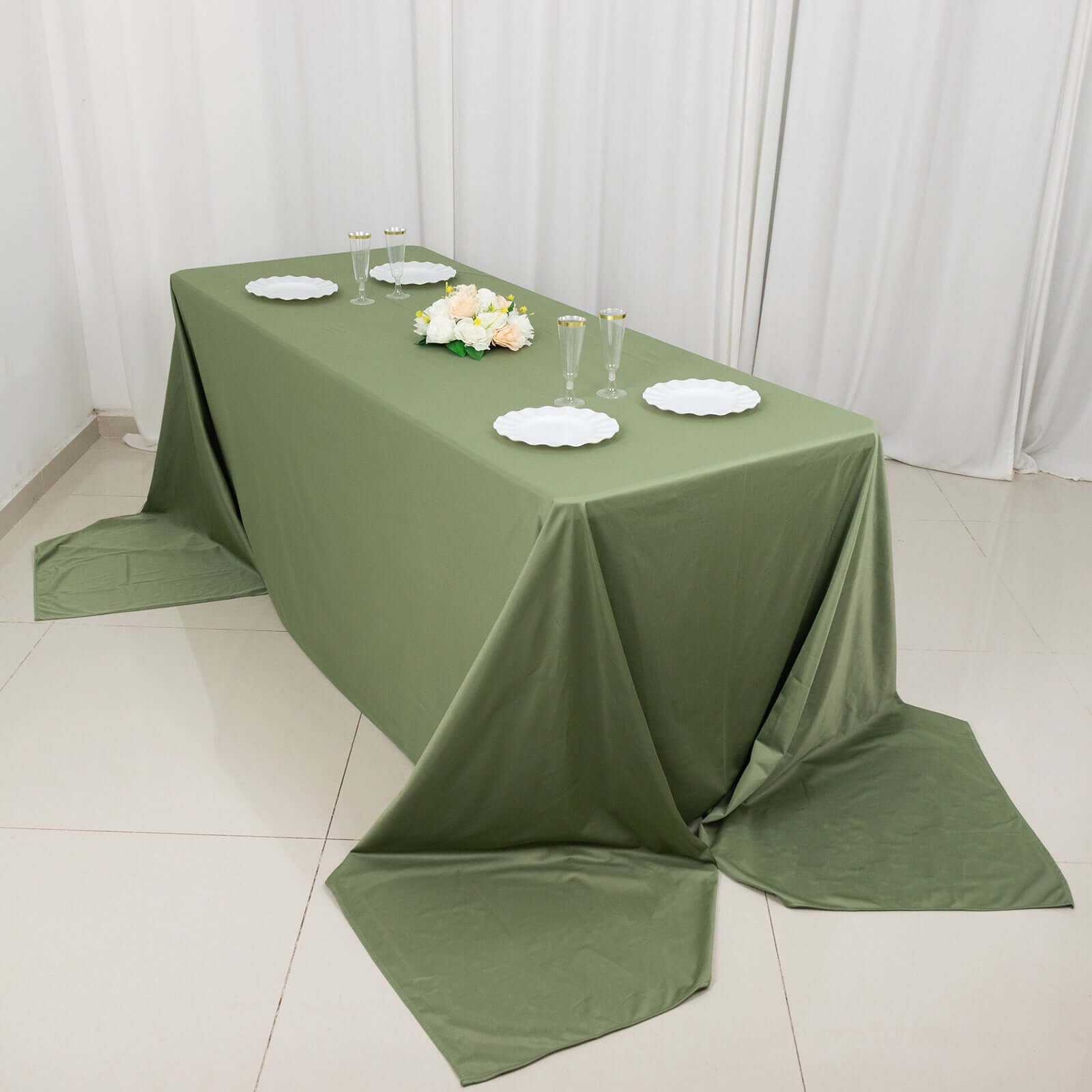Exclusive Premium Scuba Rectangle Tablecloth in Dusty Sage Green - Wrinkle-Free, Stain-Resistant & Seamless