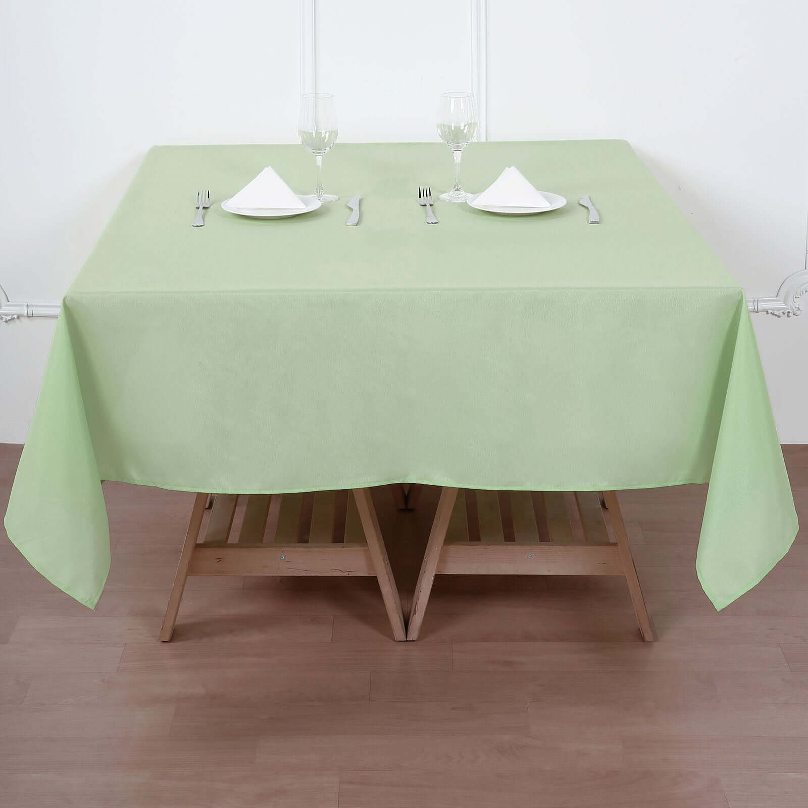 Sage Green 70x70 Polyester Wrinkle-Resistant Durable Square Tablecloth - Great Deal