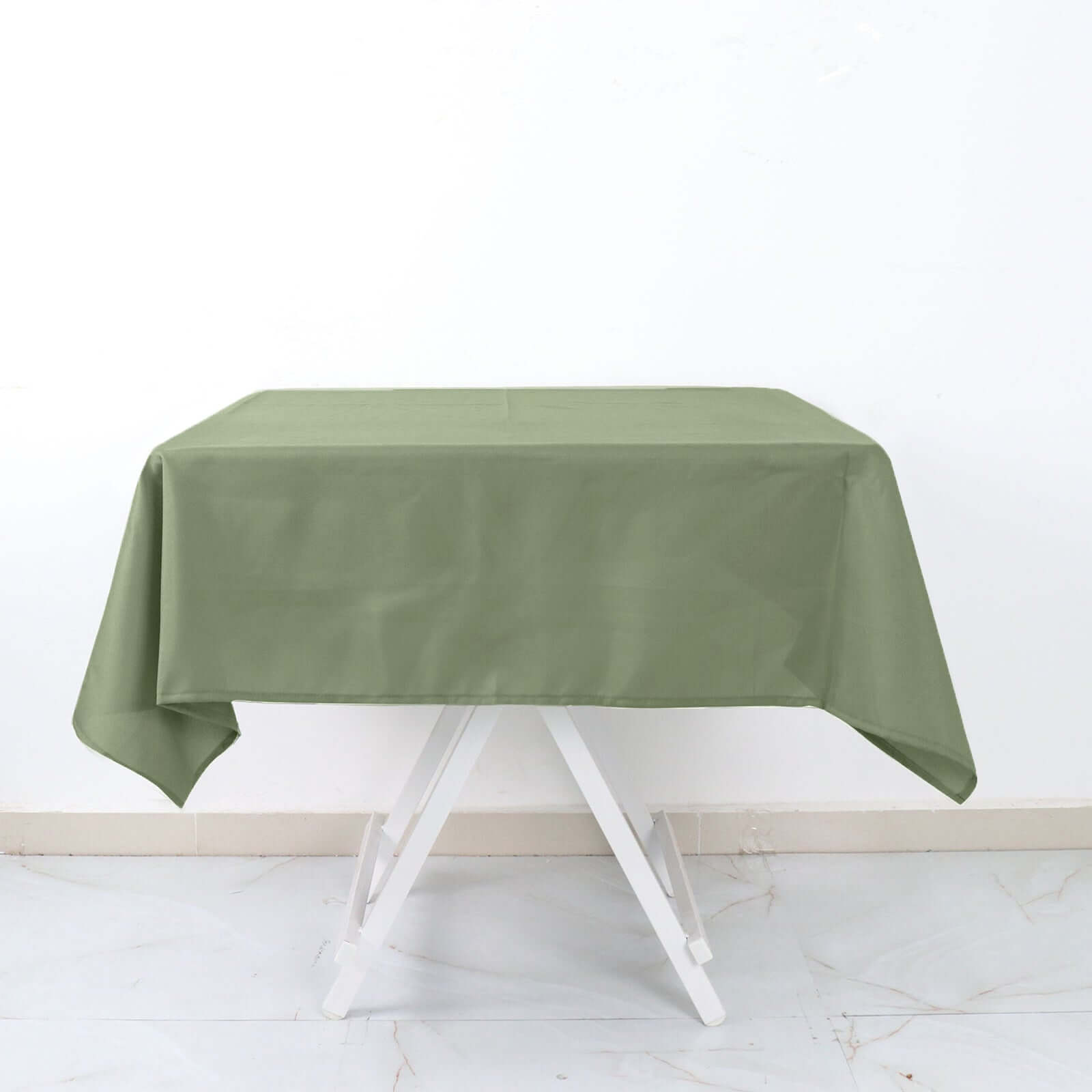Wrinkle-Resistant & Durable 54x54 Polyester Square Tablecloth in Dusty Sage Green