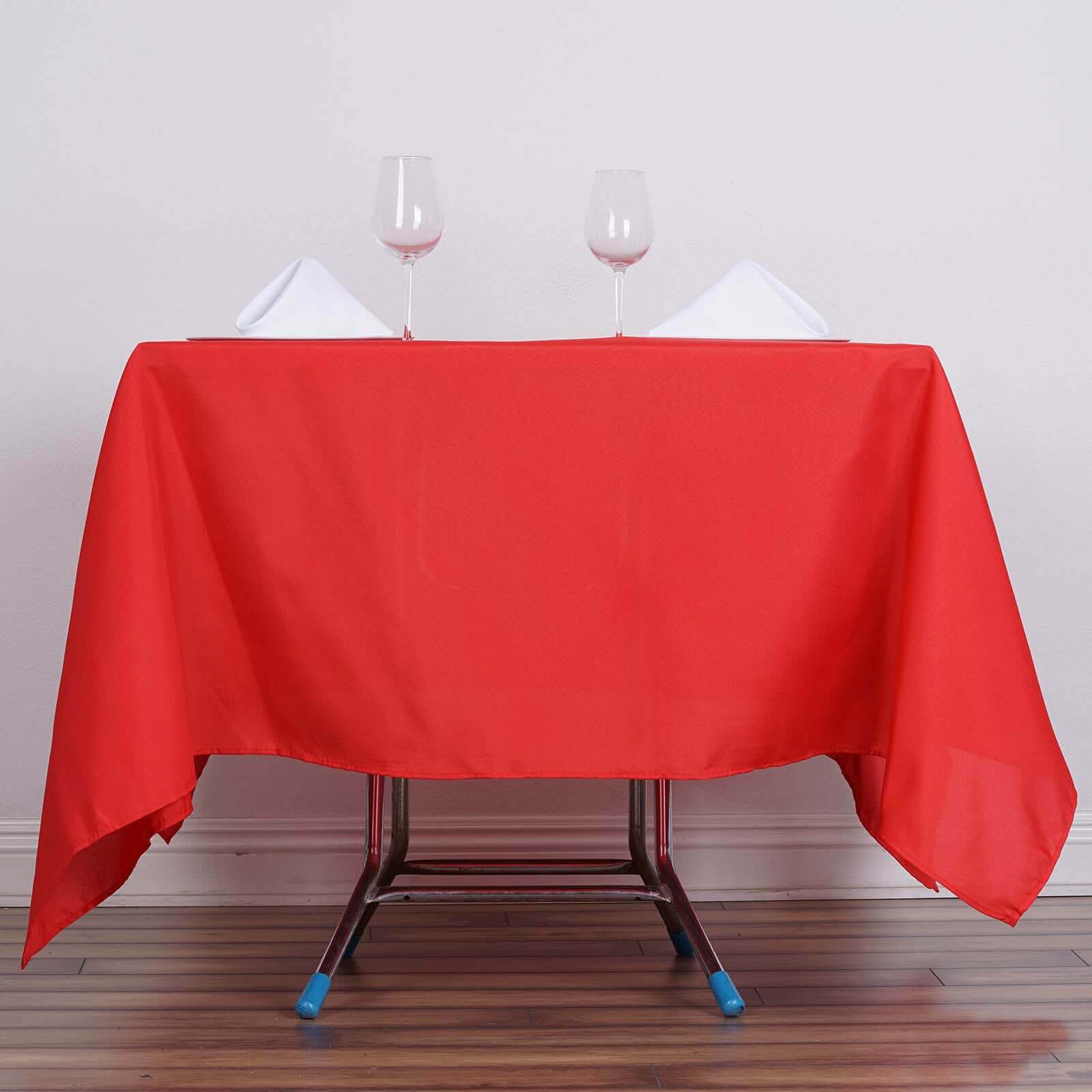 Hot Deal! Red Polyester 70x70 Square Table Overlay - Wrinkle-Free & Durable Tablecloth