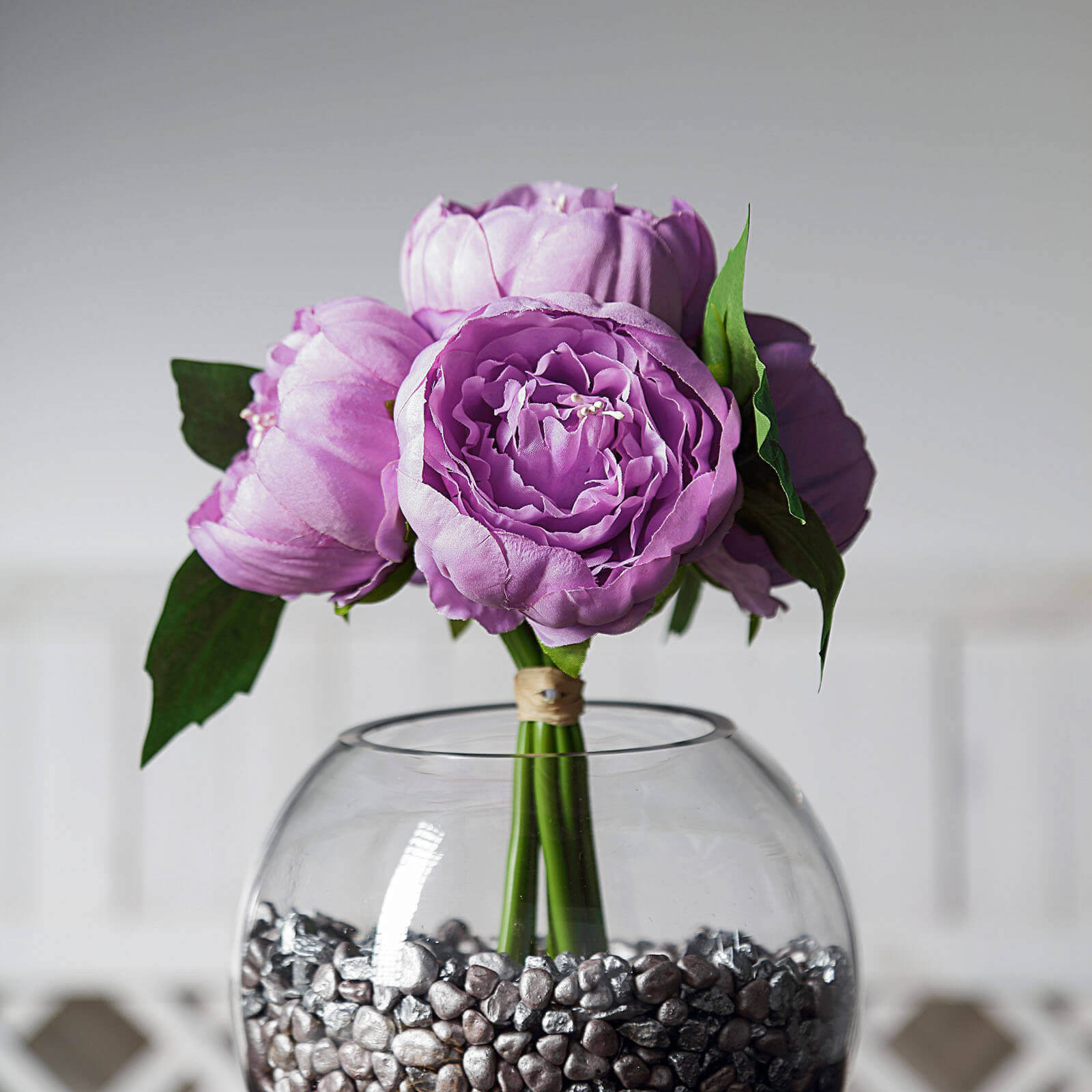 Lavender Lilac Artificial Silk Peony Spray with 5 Flower Heads
