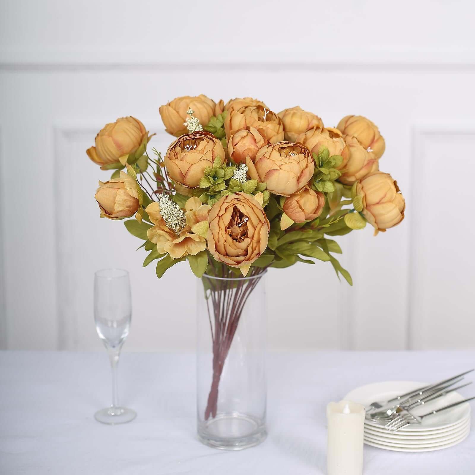 Hot Deal! 2 Pack 19" Gold Artificial Peony Flower Wedding Bouquets
