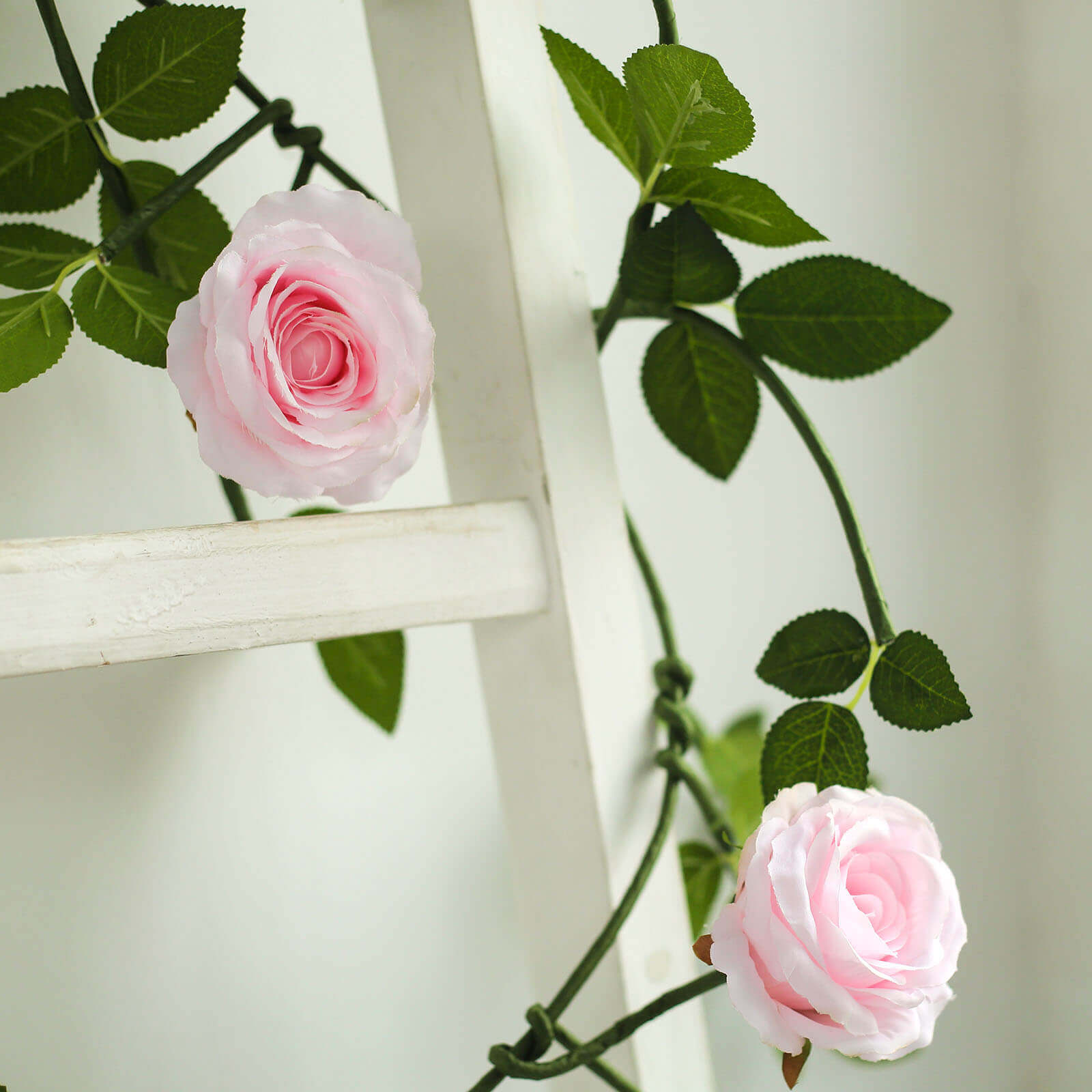 6ft Blush Realistic Silk Rose & Leaf Garland - Ideal for Decor