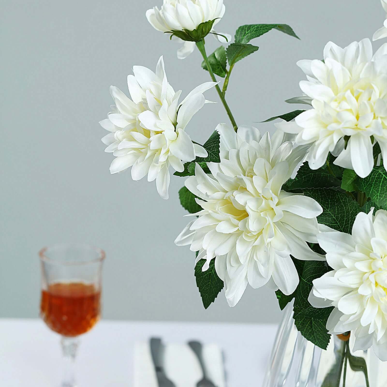 30-Inch Tall Ivory Silk Faux Dahlia Flower Stems for Stunning Arrangements