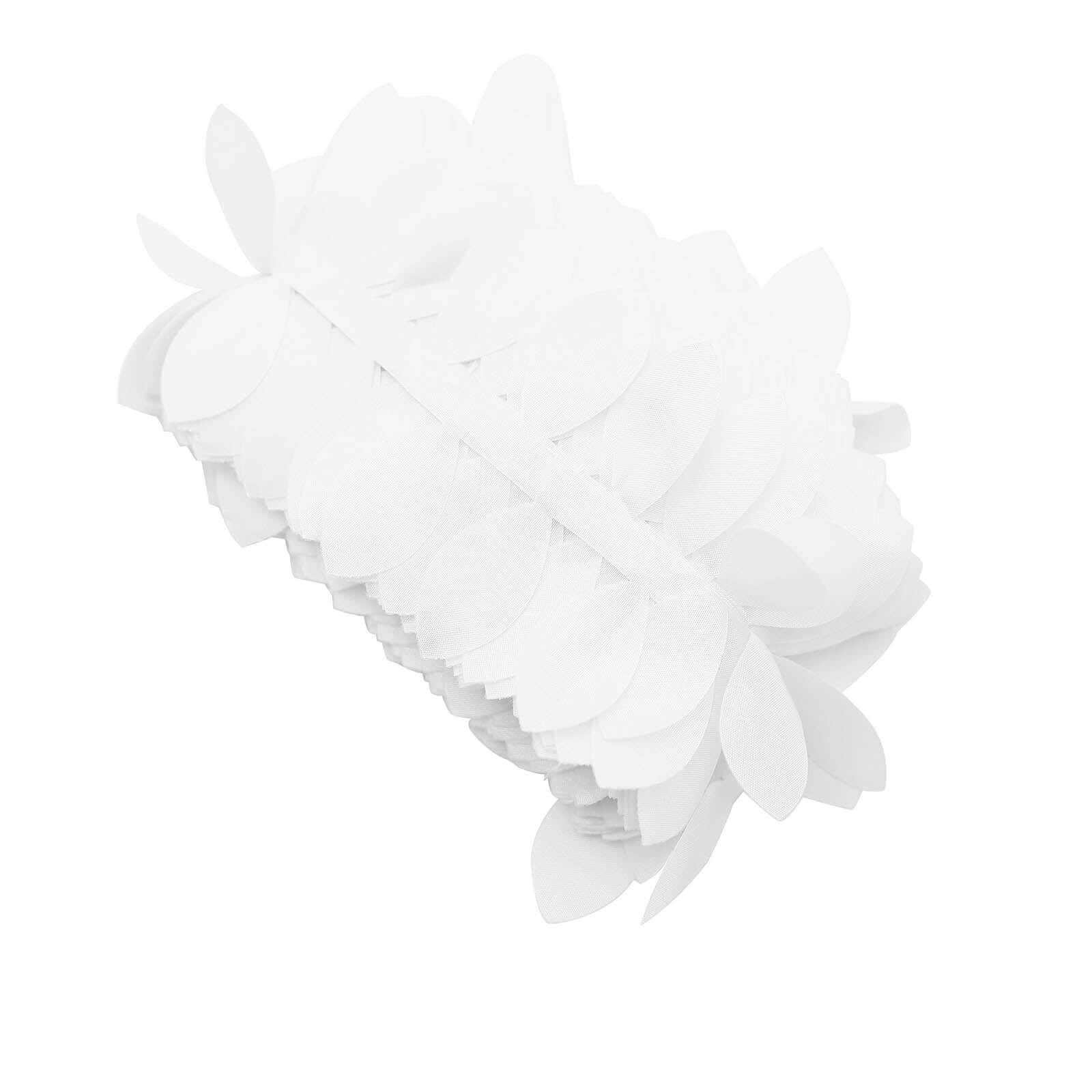 50ft White Taffeta Ribbon Sash with 4 - Leaf Petal Design for Elegant Events