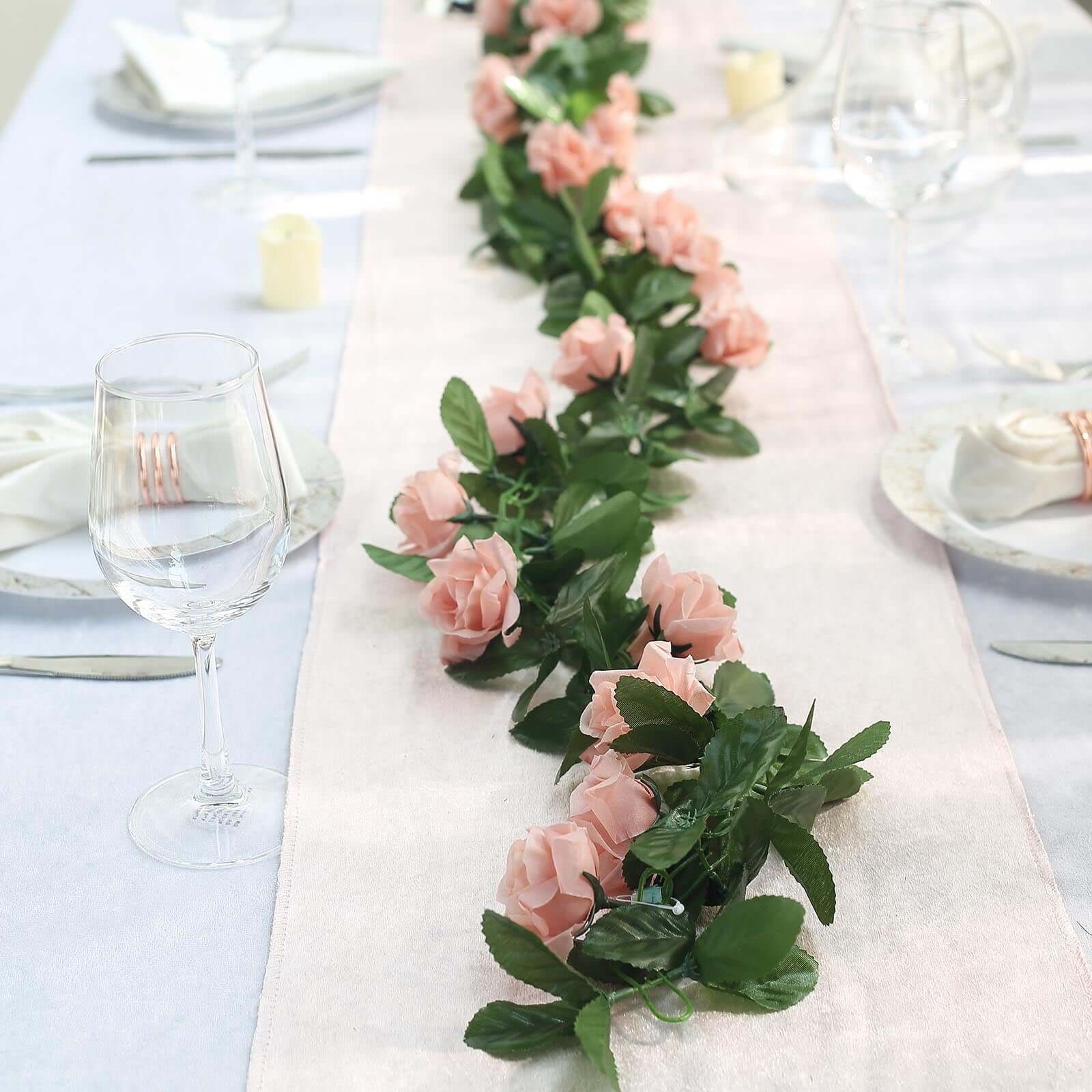 Hot Sale! 6ft UV-Protected Dusty Rose Artificial Silk Rose Garland