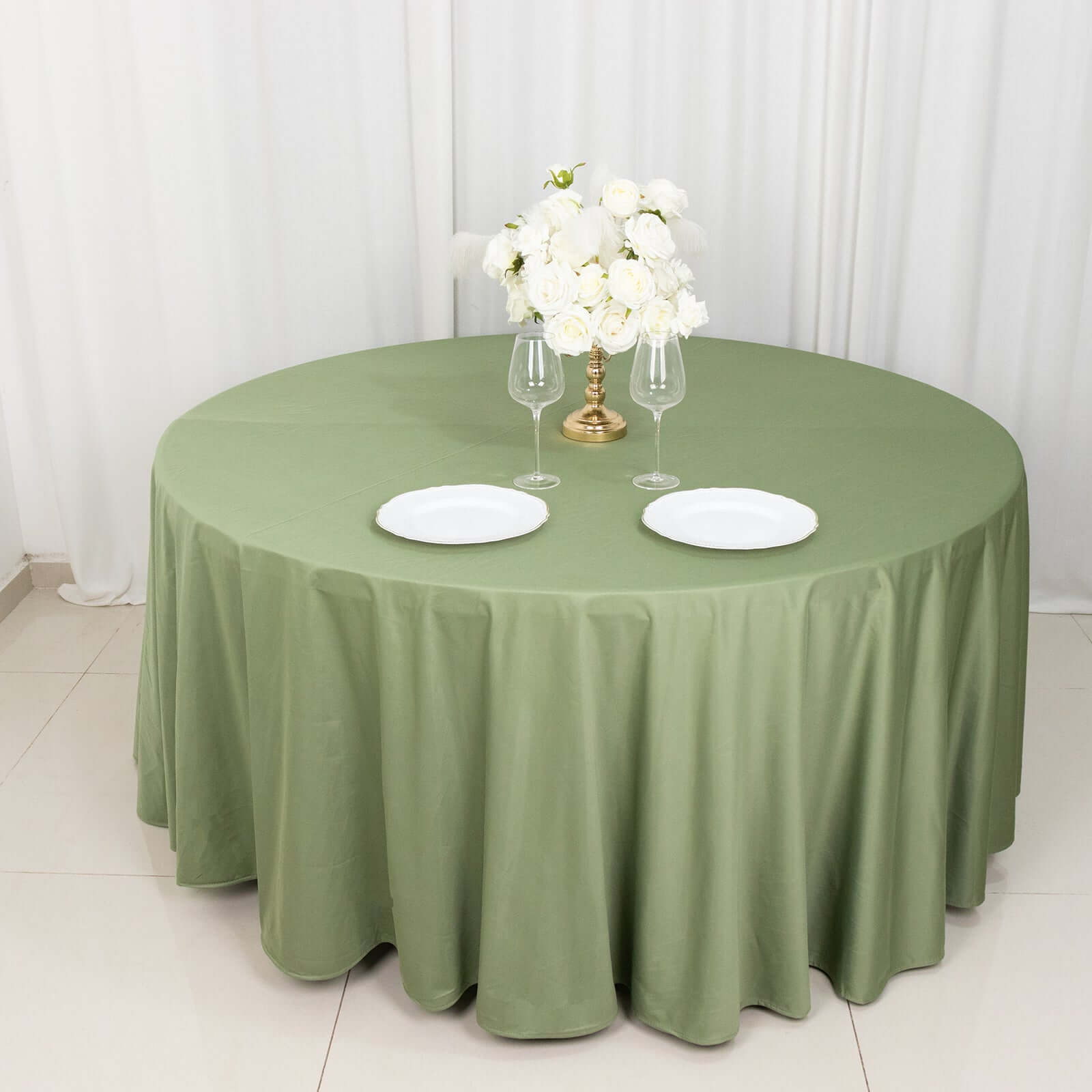 Exclusive Premium 120' Round Scuba Tablecloth in Dusty Sage Green - Wrinkle & Stain Free