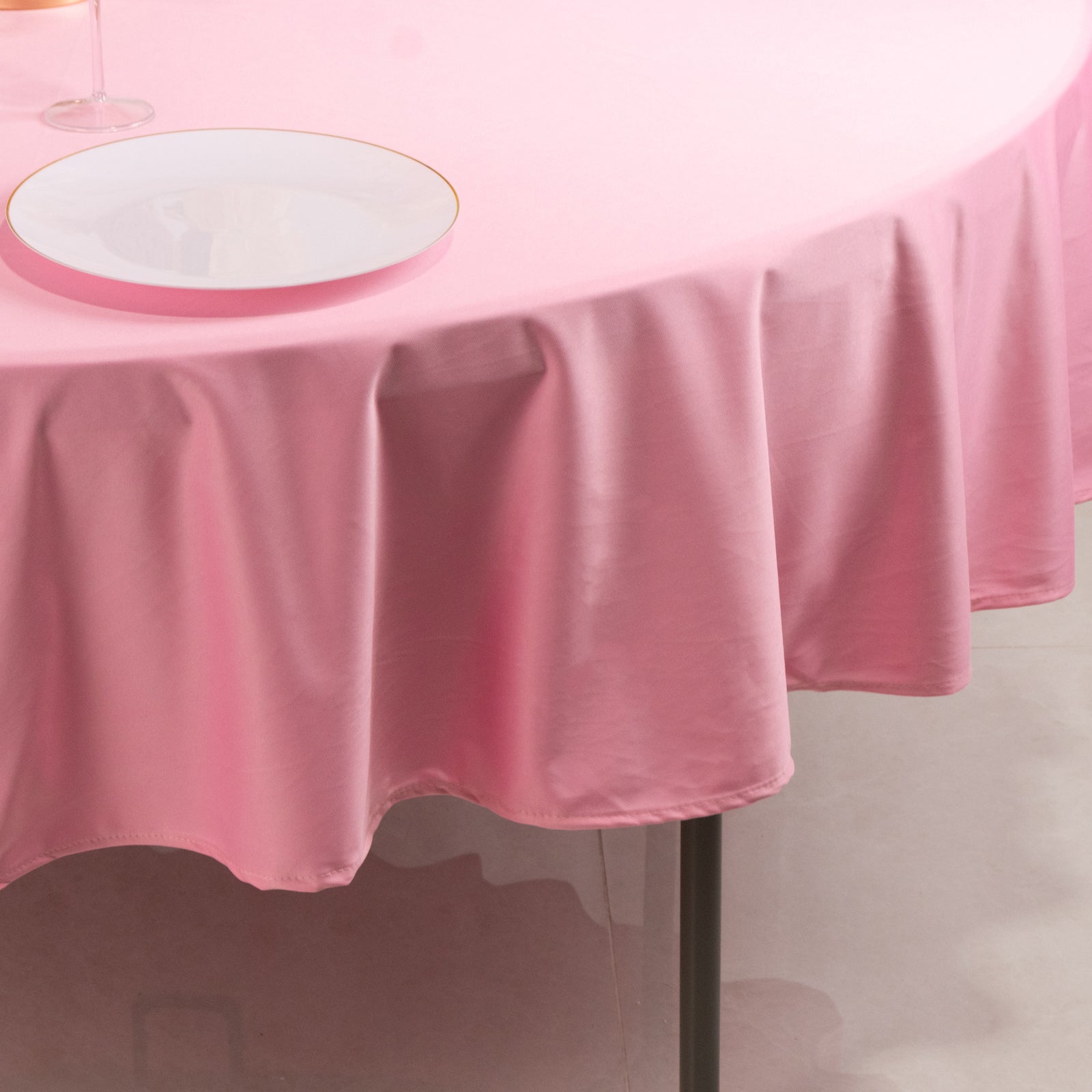 Hot Sale! Premium Pink 90' Round Scuba Polyester Wrinkle-Free & Stain-Resistant Tablecloth