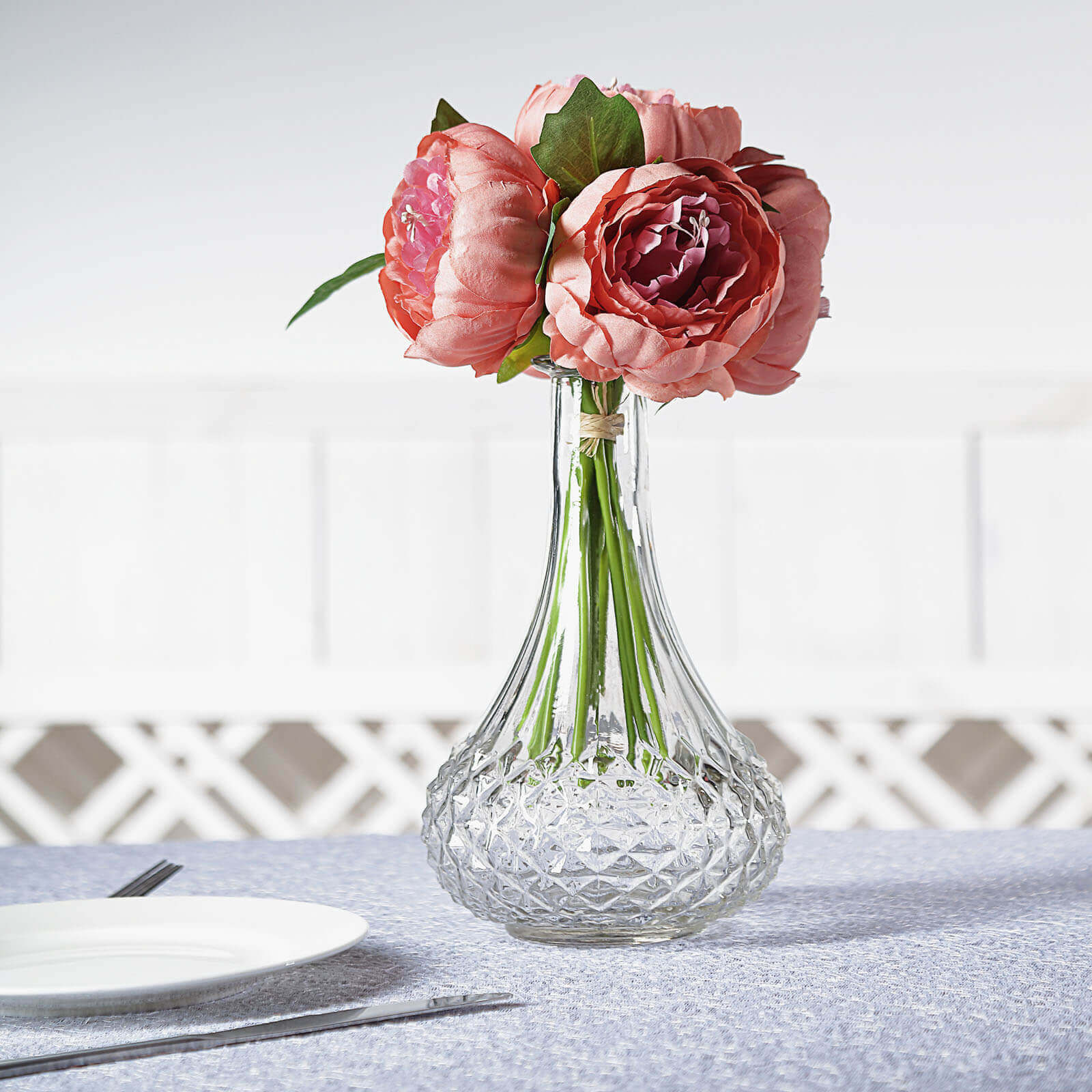Hot! 5-Head Dusty Rose Artificial Silk Peony Bouquet
