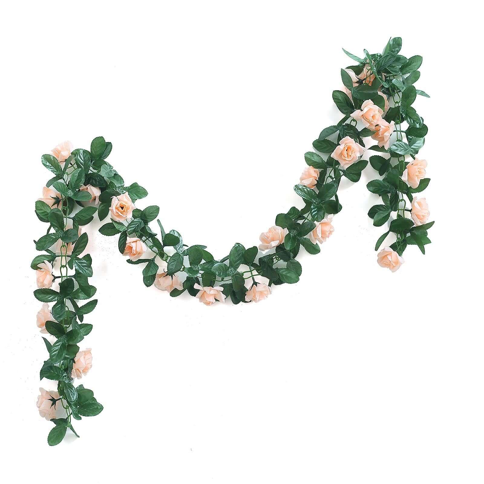 Promotional 6-Foot UV-Protected Artificial Silk Peach Rose Garland for Decorations