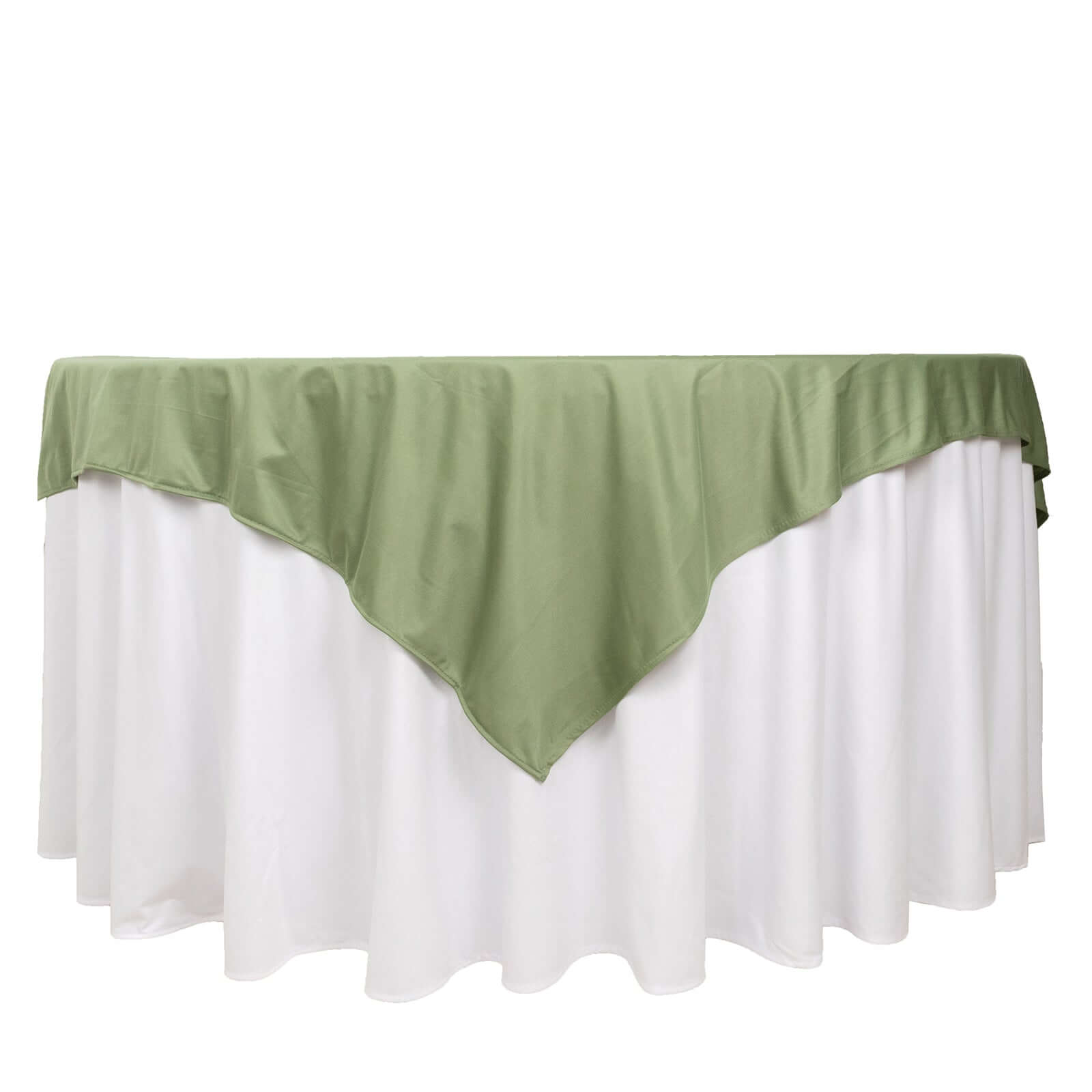 Wrinkle-Free & Stain-Resistant Dusty Sage Green Scuba 70x70 Square Table Overlay