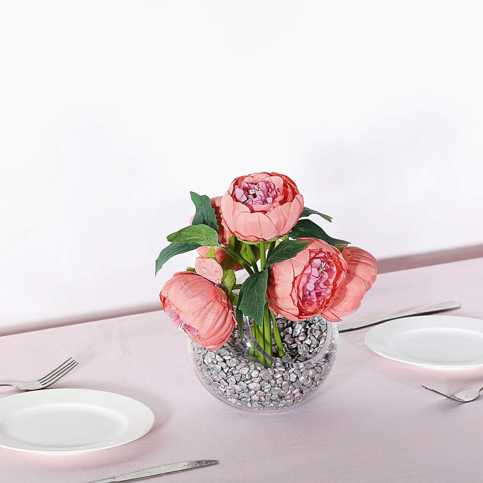 Hot! 5-Head Dusty Rose Artificial Silk Peony Bouquet