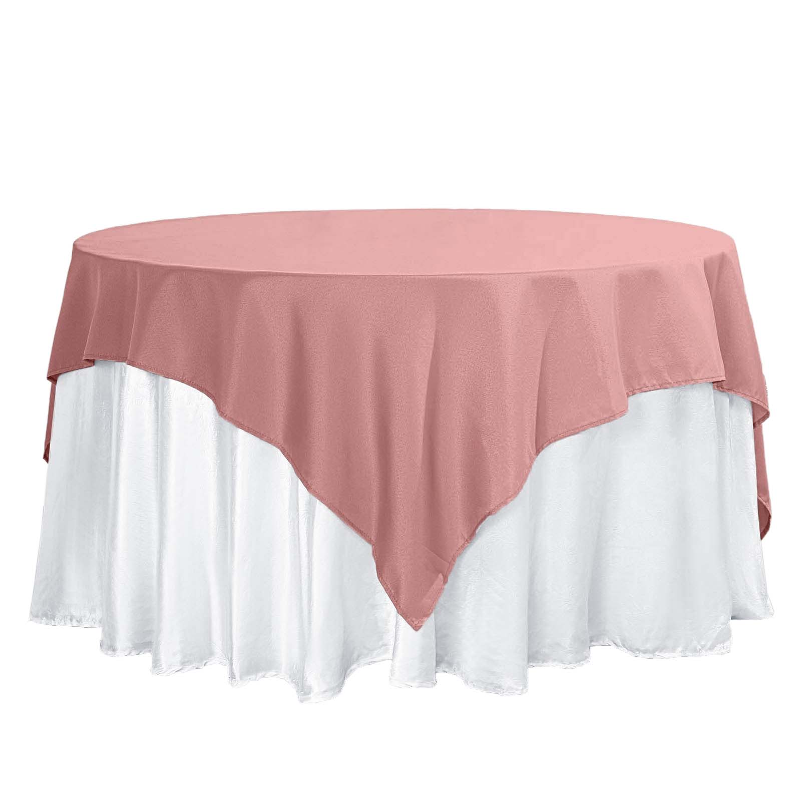 Premium Dusty Rose Polyester 70x70 Square Table Overlay - Wrinkle-Free & Durable Table Cover