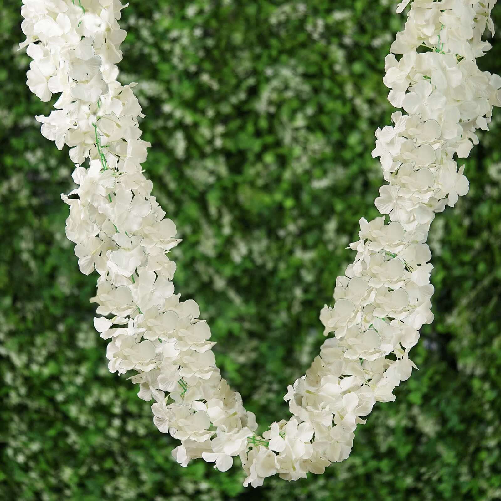 Get This 7-Foot Cream Artificial Silk Hydrangea Hanging Flower Garland for Stunning Decor