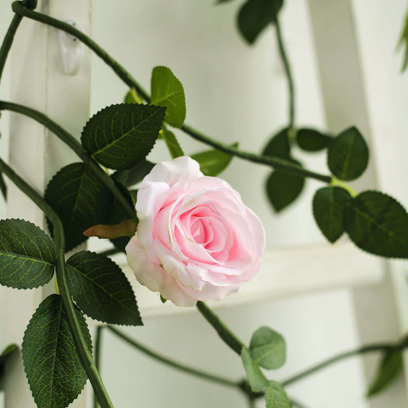 6ft Blush Realistic Silk Rose & Leaf Garland - Ideal for Decor