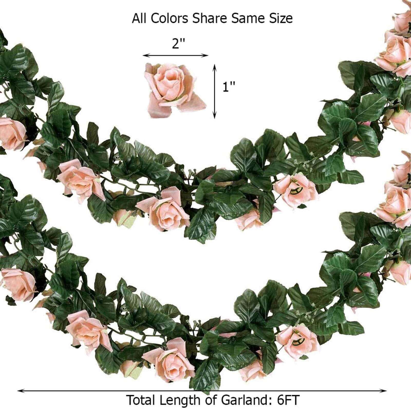 Hot Sale! 6ft UV-Protected Dusty Rose Artificial Silk Rose Garland