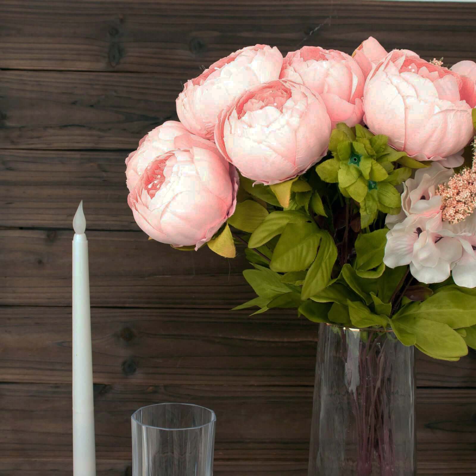 Hot Deal! 2-Pack 19" Pink Artificial Peony Flower Wedding Bouquets, Faux Silk Arrangements