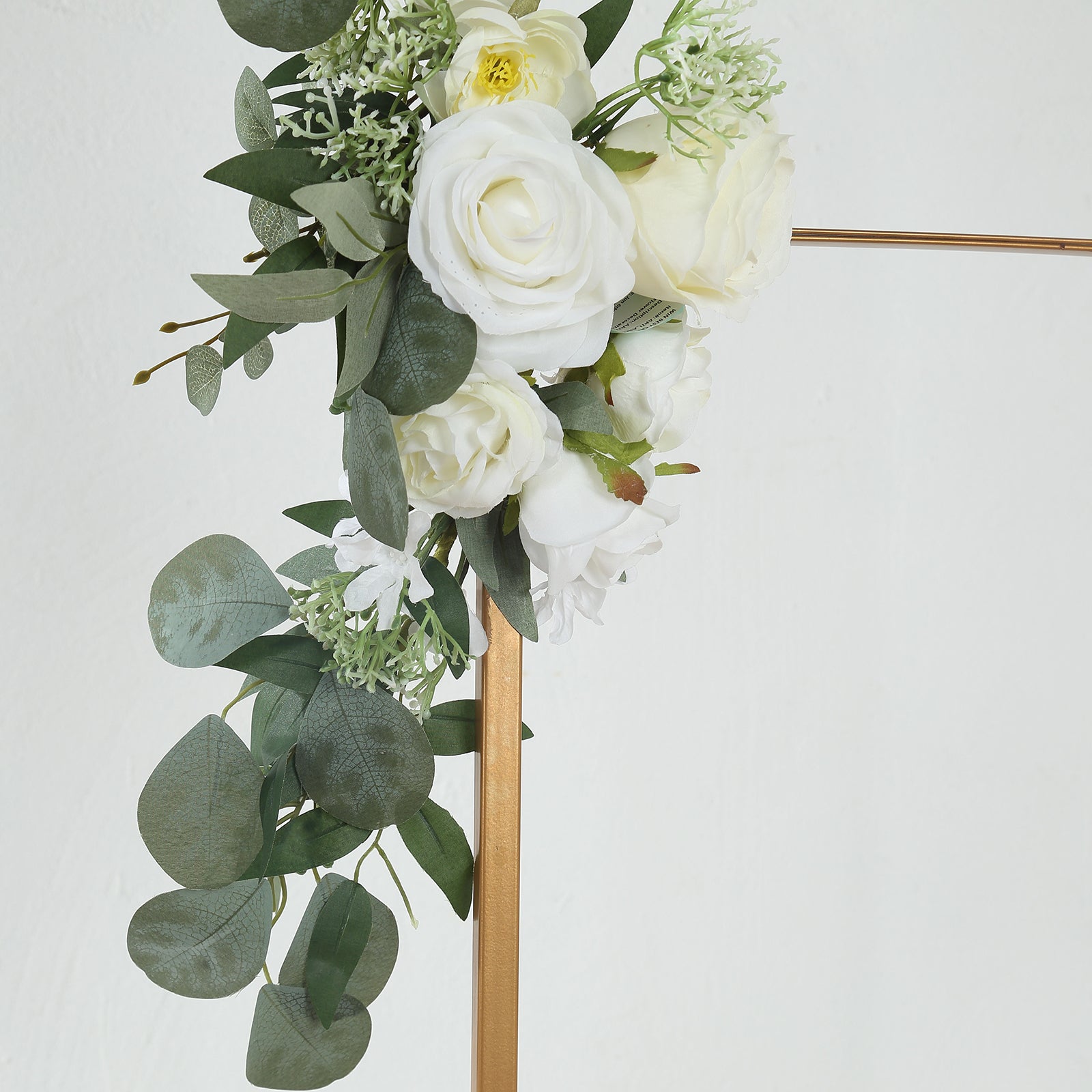 Special Offer: Set of 2 Artificial White Silk Rose and Eucalyptus Leaf Floral Swags for Party Decor