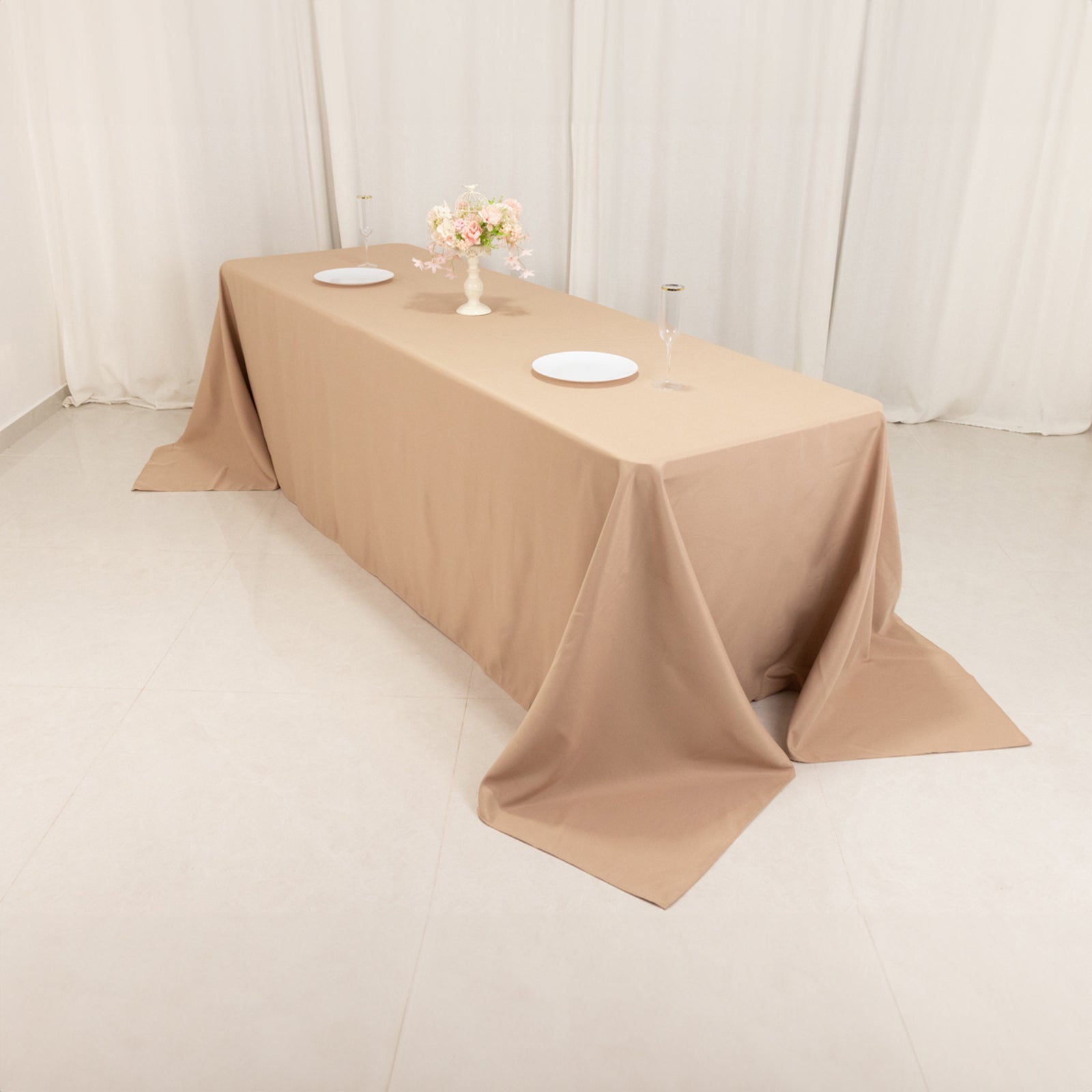 Hot Sale! Seamless 220GSM Stain-Resistant Nude Premium Polyester Rectangle Tablecloth 90x156