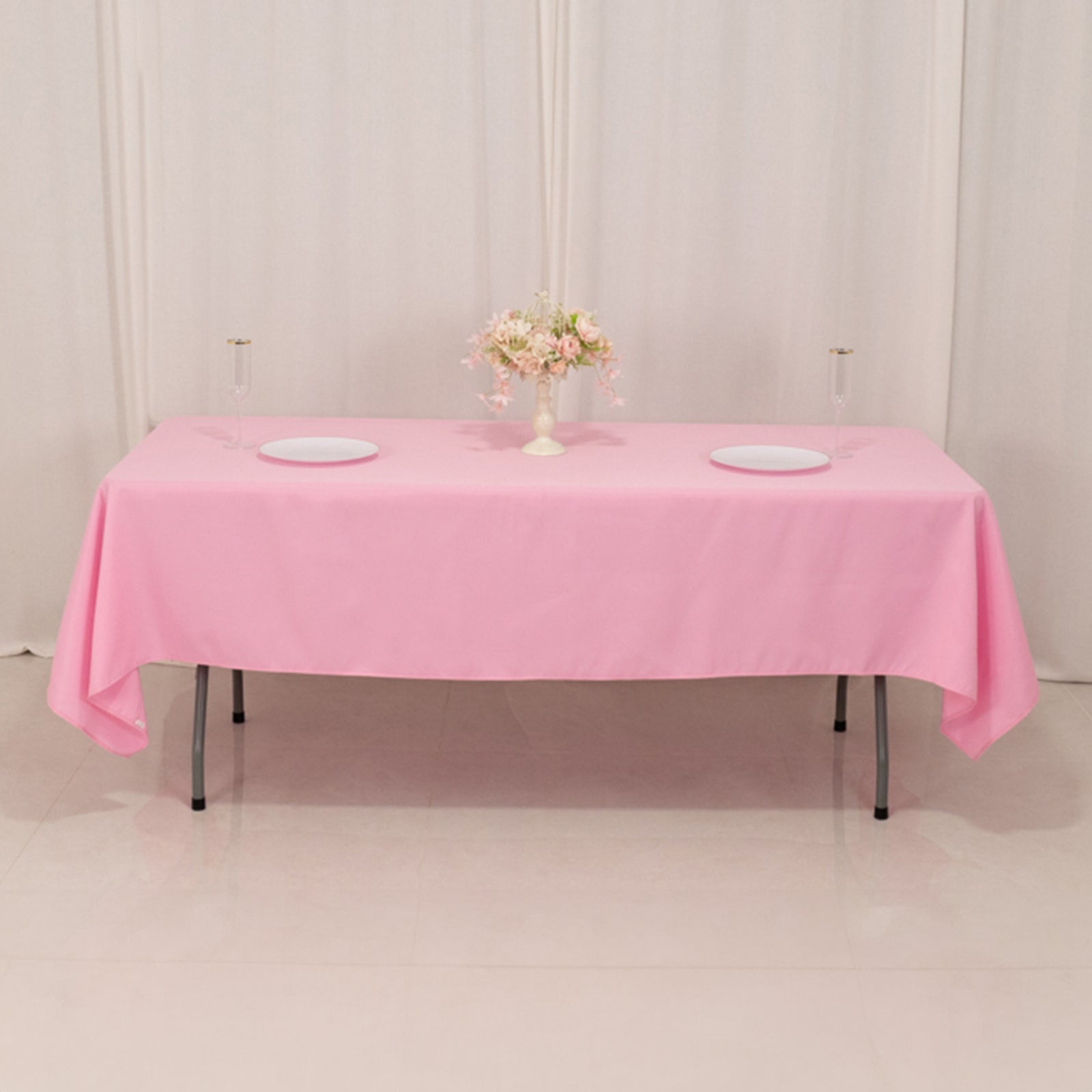 Hot Sale! Durable 220GSM Wrinkle-Resistant Pink Premium Polyester Rectangle Tablecloth 60x102