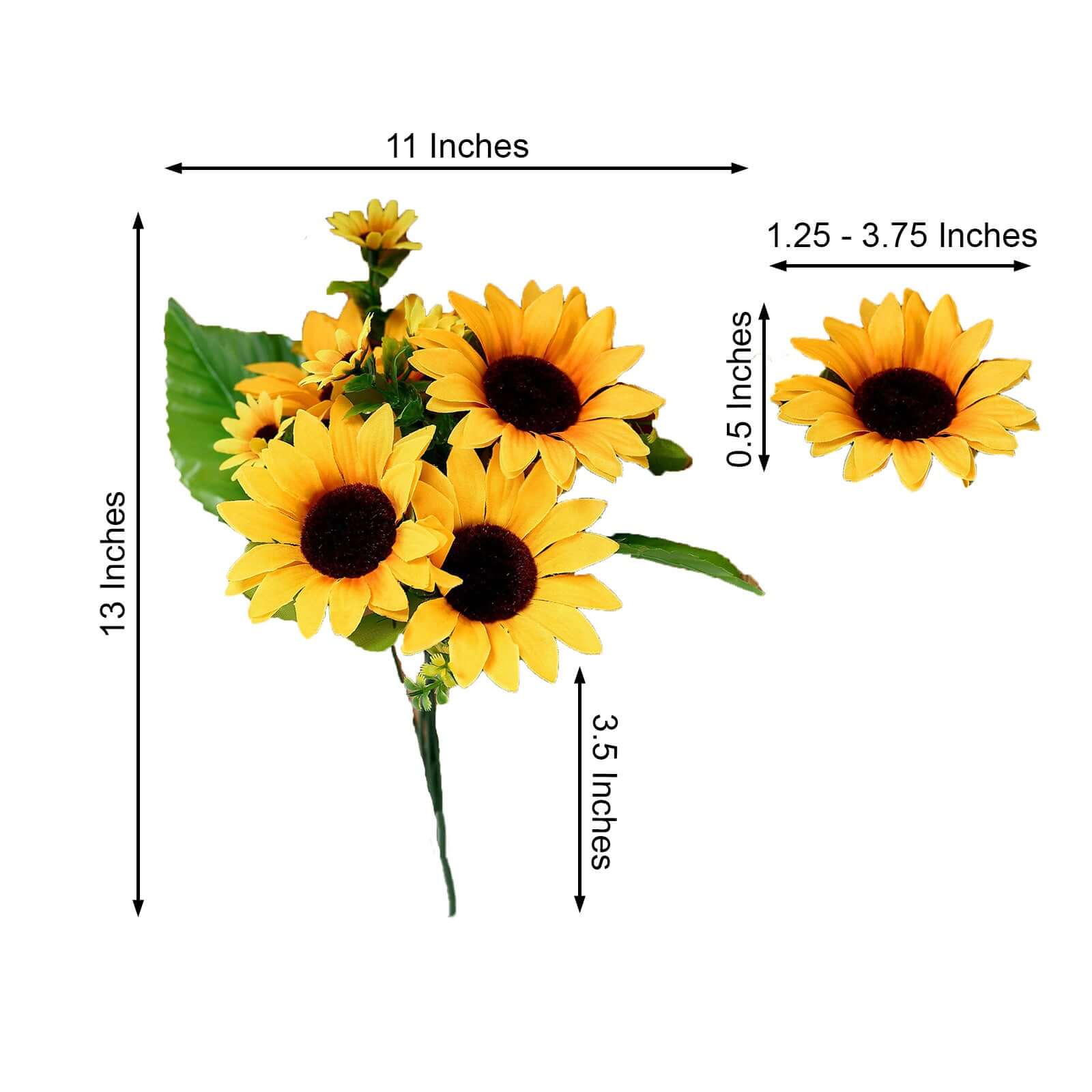 2 Bouquets of 13 Yellow Silk Artificial Sunflower Flower Bushes for Decor