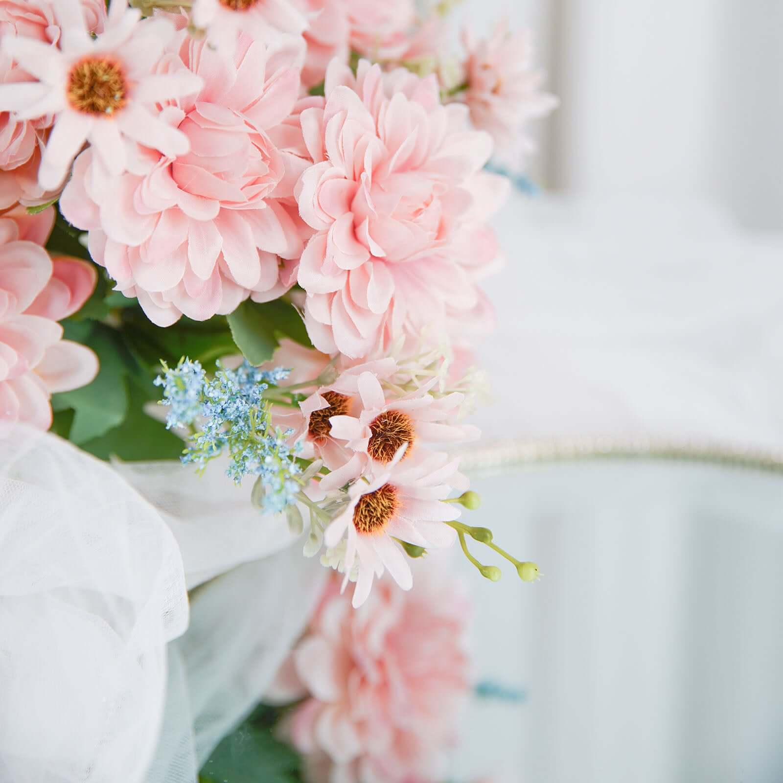 2-Bush Blush Blue Artificial Silk Dahlia Bouquet - Perfect for Any Occasion