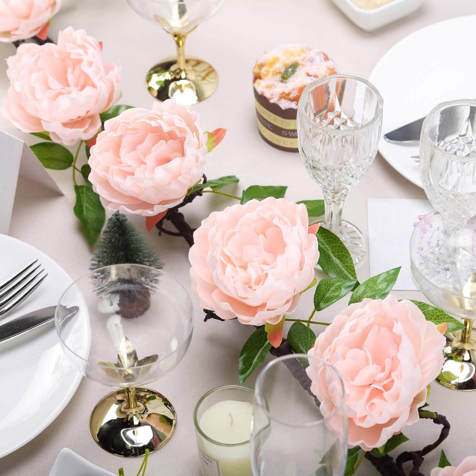 6ft Blush Silk Faux Peony Hanging Flower Garland, Lifelike Vine
