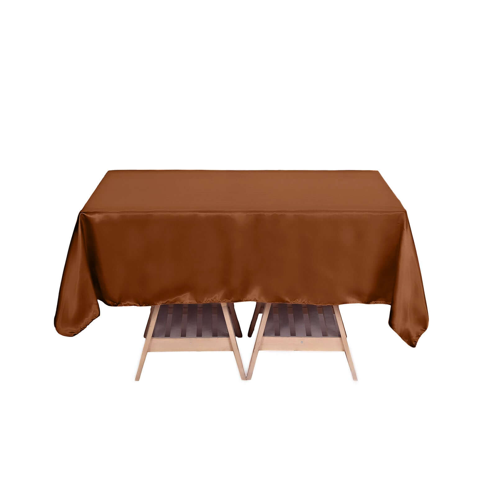 Cinnamon Brown Satin 72x72 Square Table Overlay with Smooth Finish