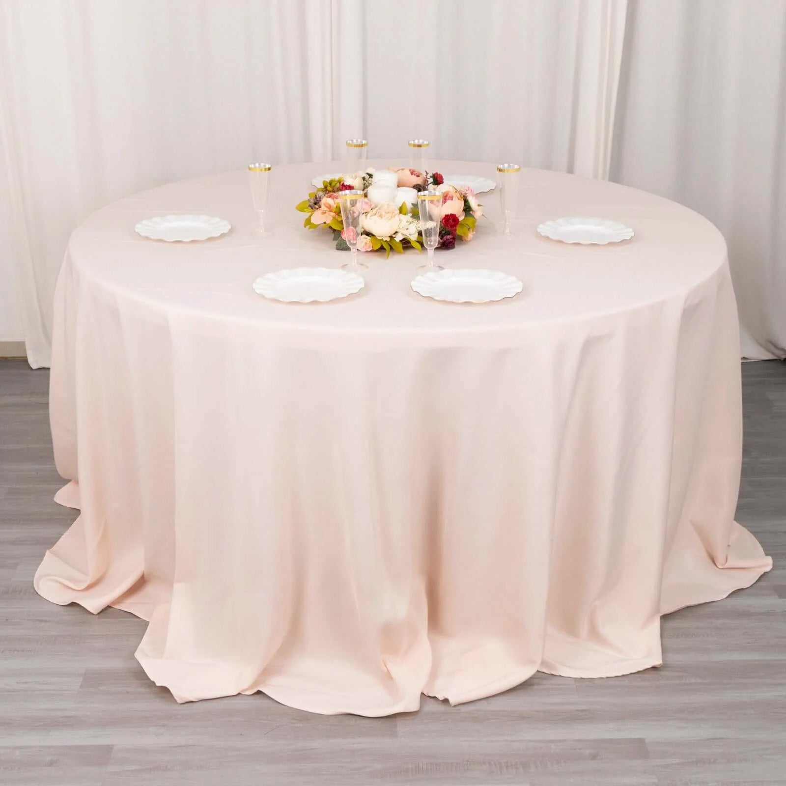 Hot! Seamless 220GSM Wrinkle-Resistant Blush Premium Polyester 132 Round Tablecloth
