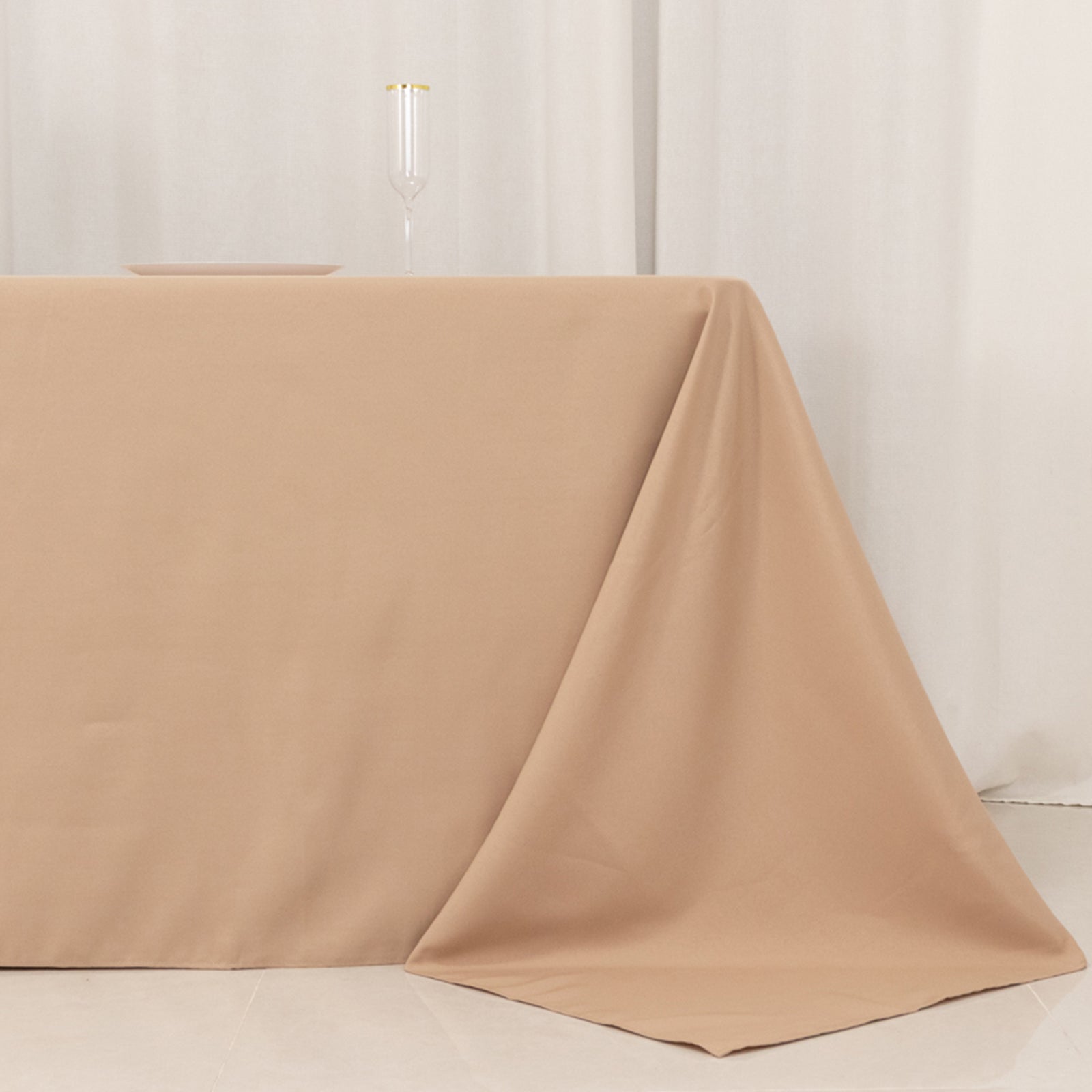 Hot Sale! Seamless 220GSM Stain-Resistant Nude Premium Polyester Rectangle Tablecloth 90x156