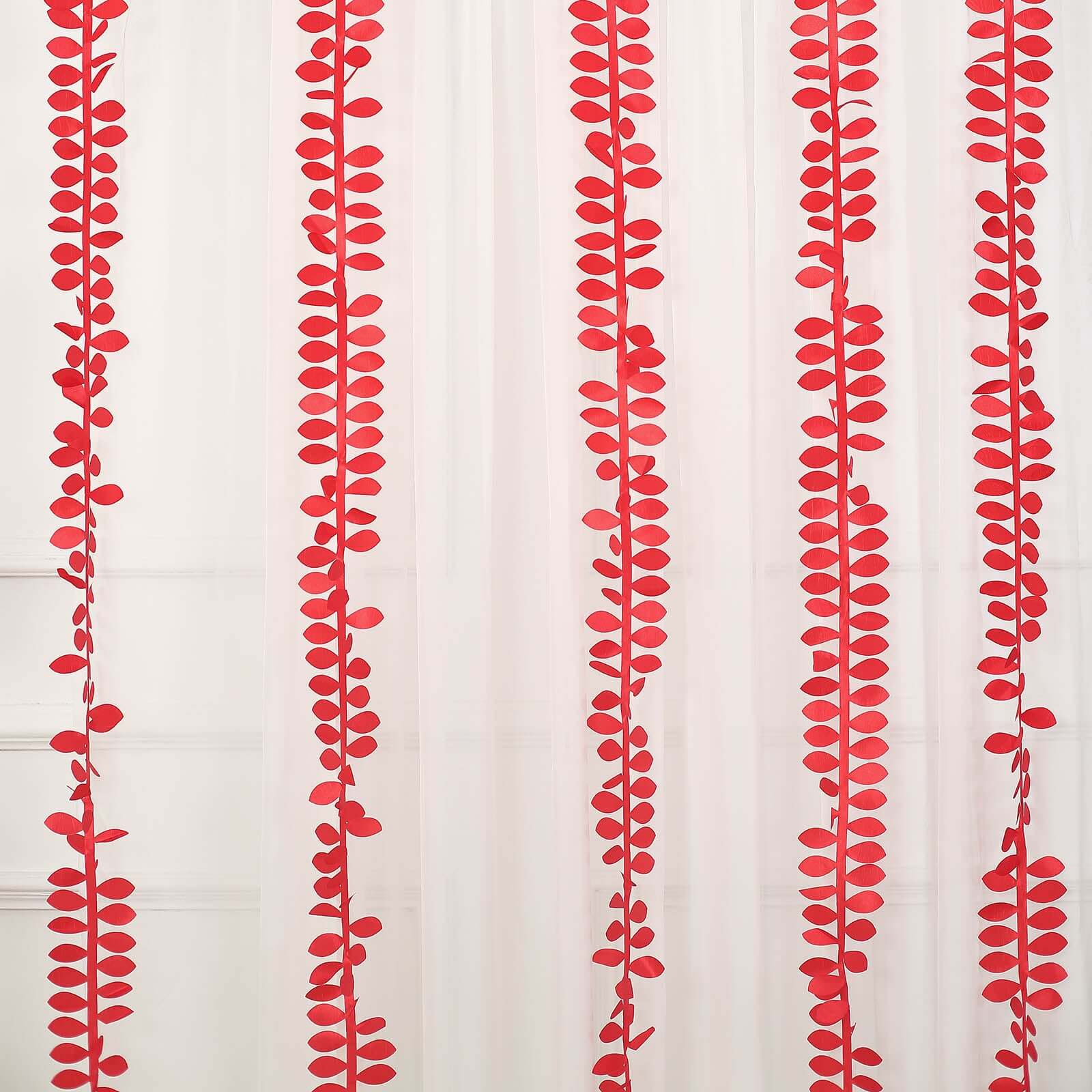 Red 50ft Taffeta Ribbon Sash with Elegant 4 - Leaf Petal Design, Ideal for Decor